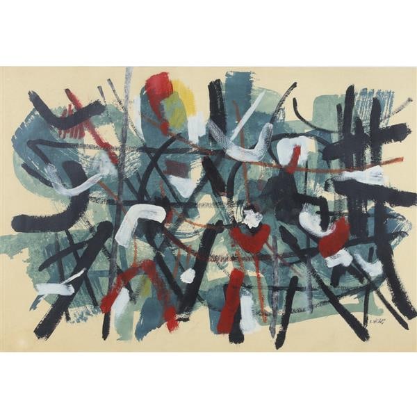 John Von Wicht, New York / Germany (1888-1970), untitled abstract, oil on paper, 26"H x 38"W (1 of 6)