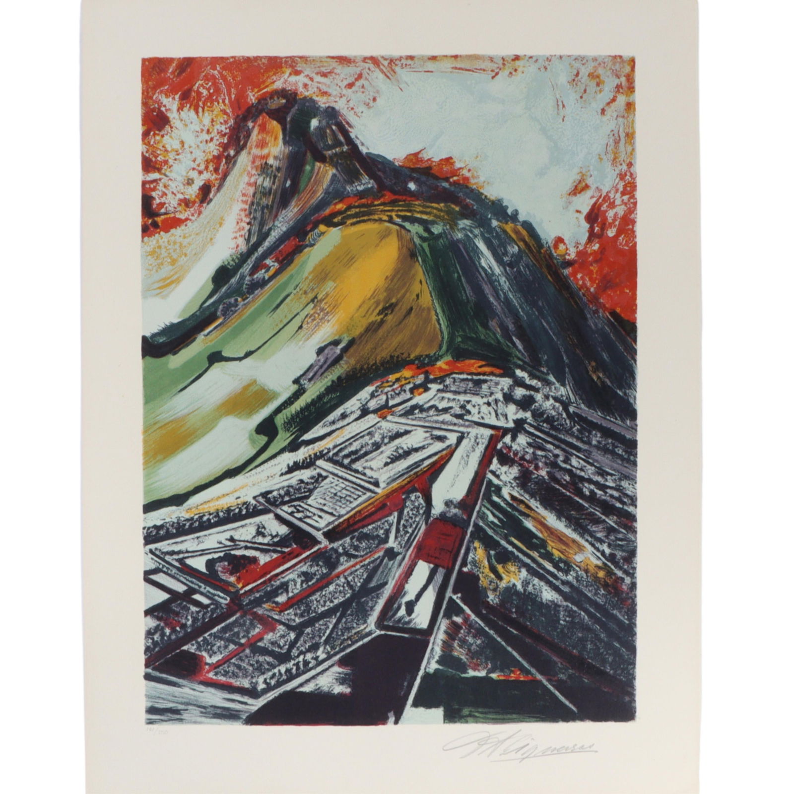 David Alfaro Siqueiros, Mexico (1896-1974), Vista Aerea from Mountain Suite portfolio, color (1 of 12)