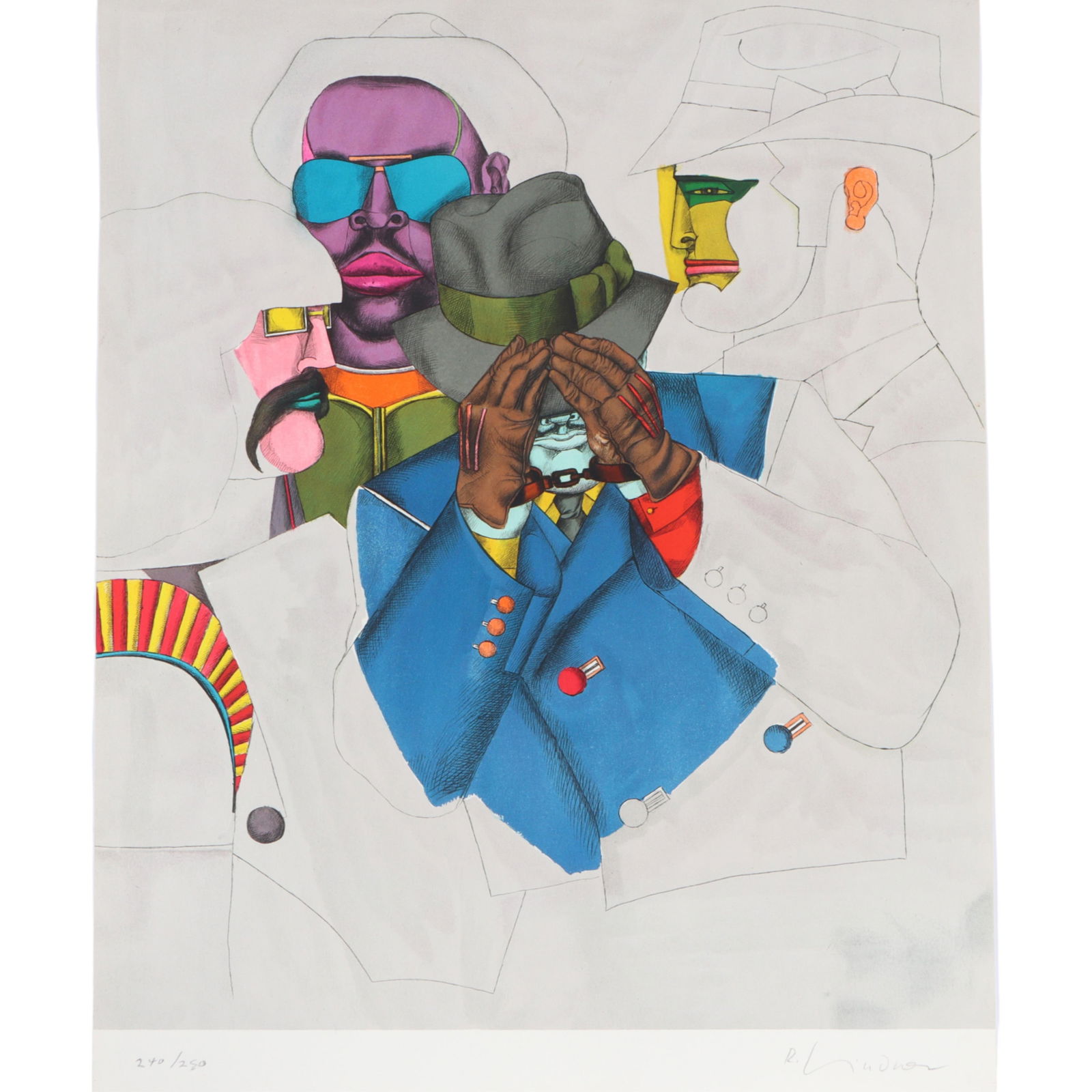 Richard Lindner, German (1901-1978), New York Men from the Fun City Portfolio, 1971, lithograph with (1 of 10)