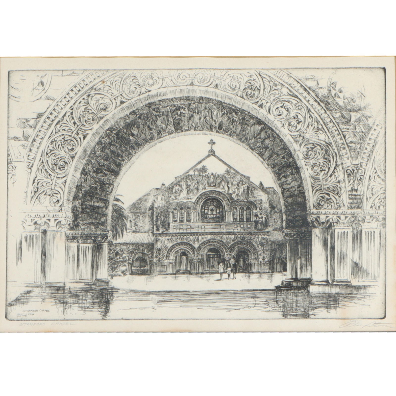 Alexander (Alec) Stern, American (1904-1994), Stanford Chapel, etching, 9 1/2"H x 13 1/2"W(sight),: Alexander (Alec) Stern American (1904-1994) Stanford Chapel etching Pencil signed lower right. Titled in plate lower left. Titled and signed in plate lower left. Biography from annexgalleries.com Born