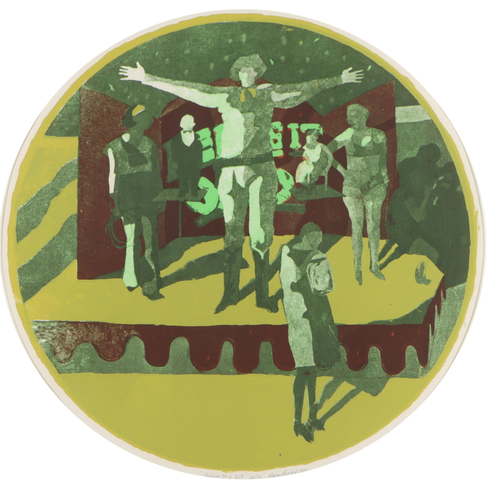 Byron Leslie Burford, American (1920-2011), Believe it or Not, 1967, screenprint, 21 1/2"Diam.: Byron Leslie Burford American (1920-2011) Believe it or Not, 1967 screenprint Pencil signed and dated lower right, edition 30/50. Biography from the Archives of askART: Byron Leslie Burford (1920- ) w