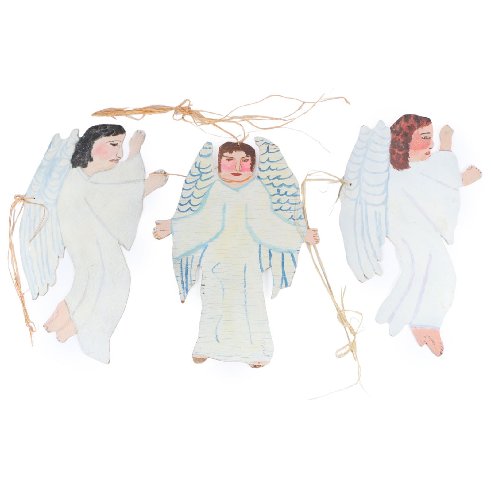 Myrtice West, Alabama (1923-2010), Folk / Outsider art cut out Angels, painted wood, 20 1/2"H x 12"W: Myrtice West Alabama (1923-2010) Folk / Outsider art cut out Angels painted wood All signed to lower right. Myrtice West has painted some of the most passionate and important work in the field of cont