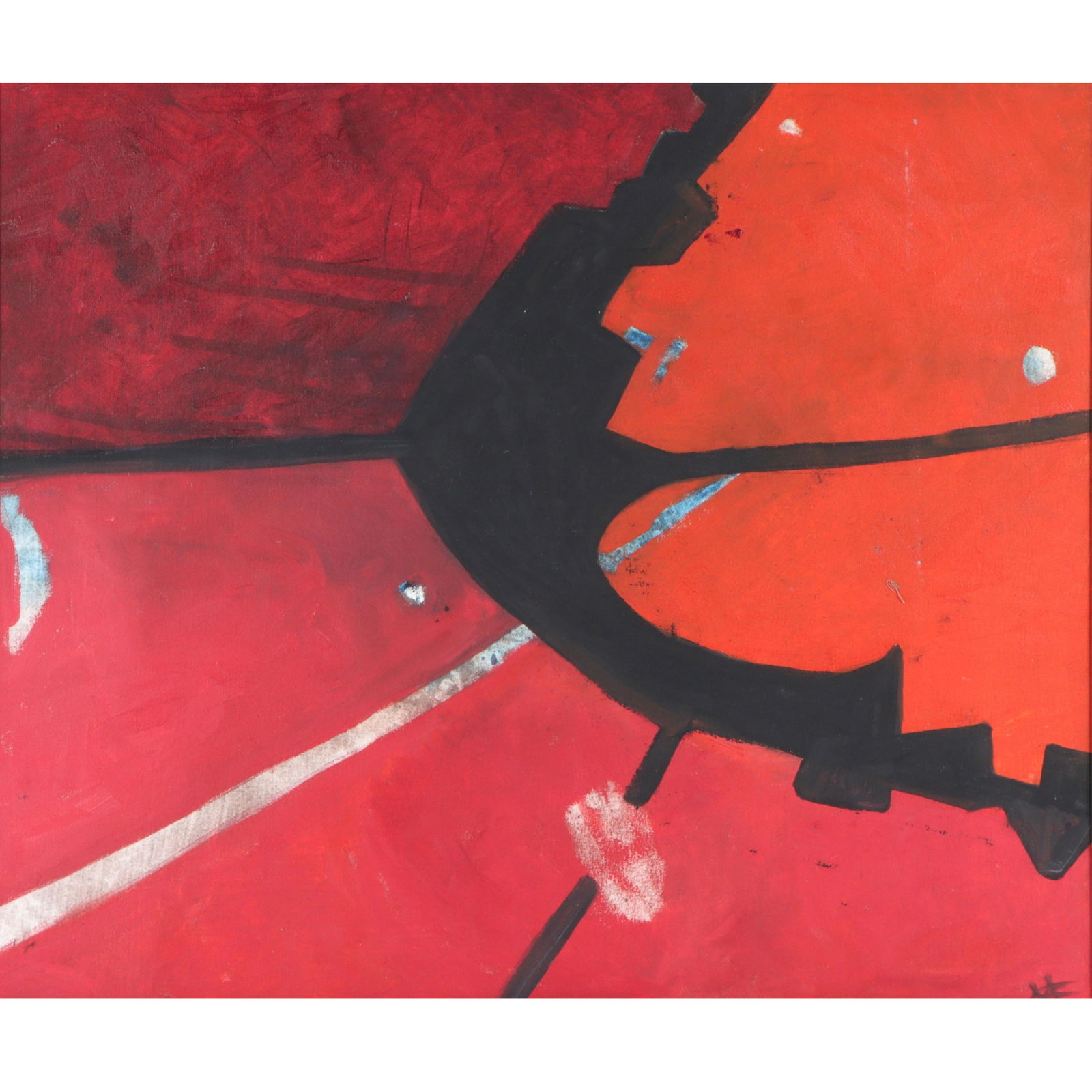 Mae Alice Engron, Indiana (1933-2007), abstract, oil on canvas, 27"H x 32"W(stretcher), 30"H x: Mae Alice Engron Indiana (1933-2007) abstract oil on canvas Signed with initials lower right. Biography from the Archives of askART: Mae Alice Engron was born, raised and died in Indianapolis, Indiana