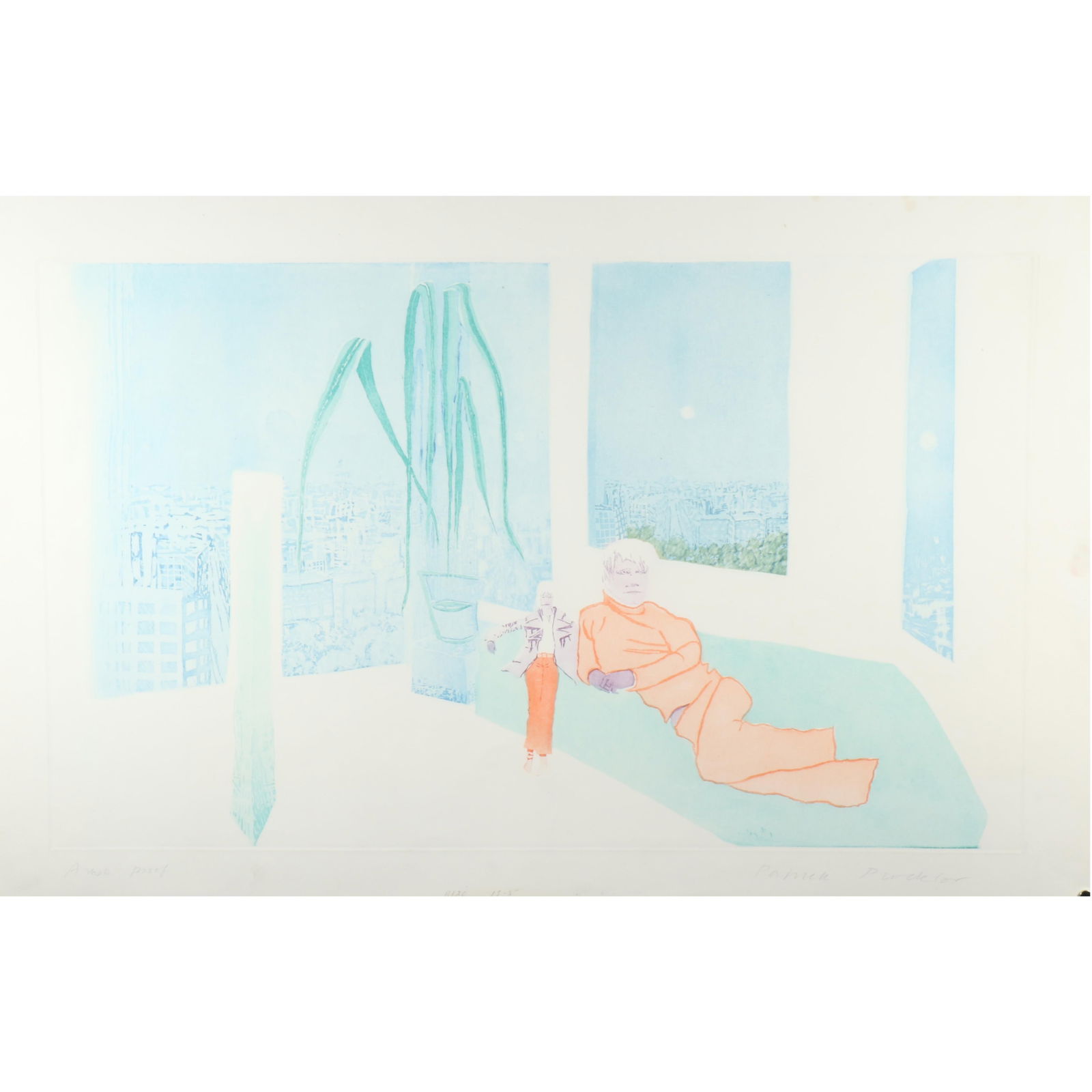 Patrick Procktor R.A., British (1936-2003), Mirrors, 1969, etching and aquatint, 17 3/4"H x 29 1/2"W: Patrick Procktor R.A. British (1936-2003) Mirrors, 1969 etching and aquatint Signed lower right, Artist's Proof. some staining on right edge and top right corner. Biography from Roseberys Patrick Proc