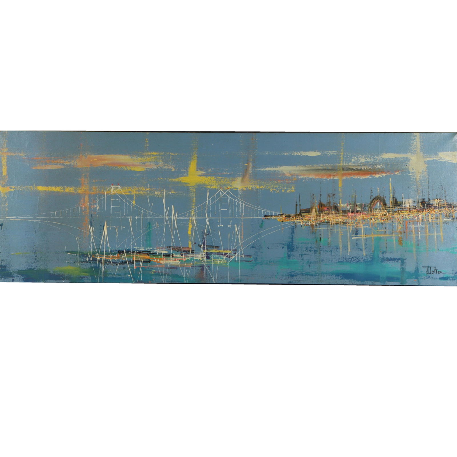 James McCoy Toller, American (b. 1939), mid-century modern San Francisco harbor scene, oil on (1 of 11)