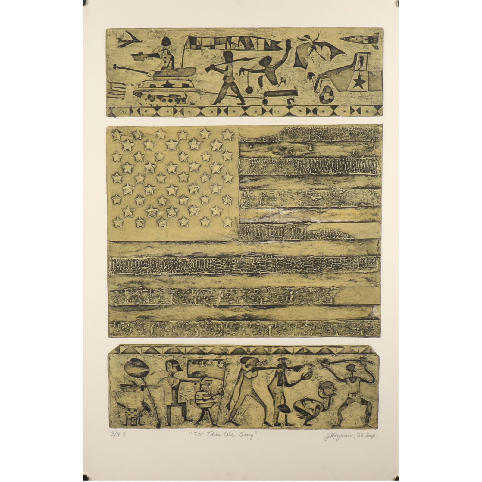 Joseph Rozman, American (b.1944), To Thee We Sing, 1966, Color Etching, 22 1/4"H x 15"W (Sheet) (1 of 11)