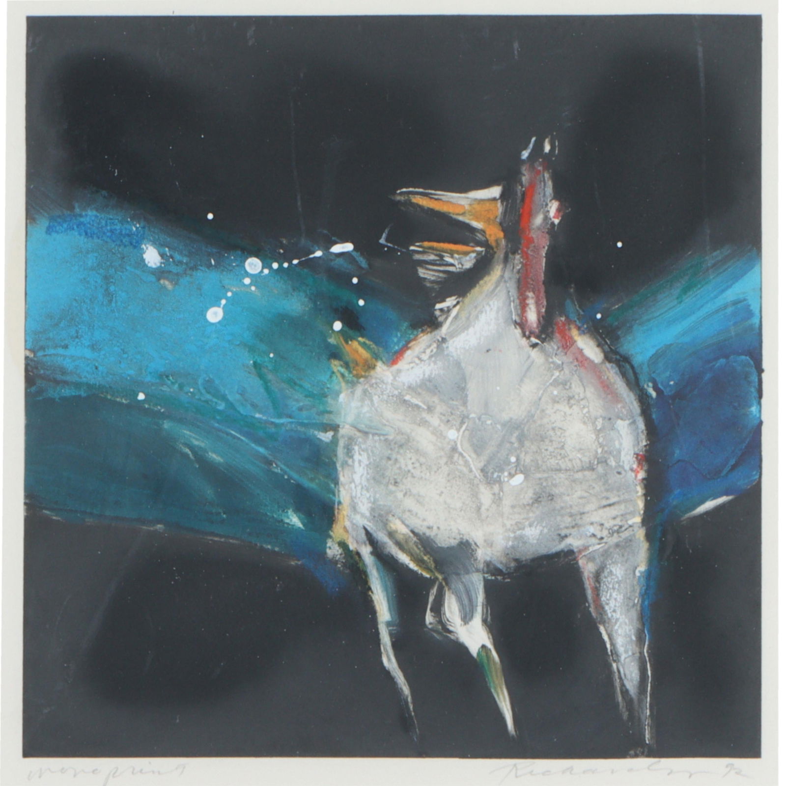 Jean Richardson, Oklahoma (b. 1940), abstract horse, 1992, monoprint, 10 3/4"H x 10 3/4"W(sight), (1 of 10)