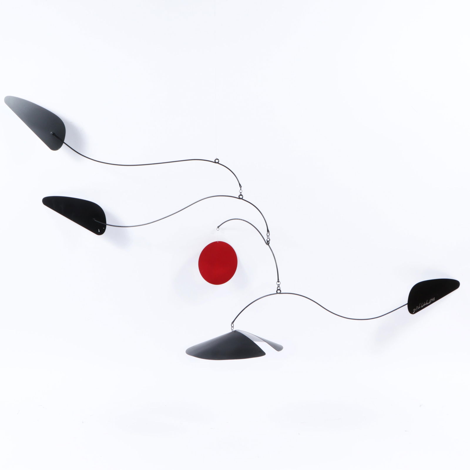 Joel Hotchkiss, American (b.1949), Mobile, 1998, modernist metal construction, red and black, 27"H x (1 of 10)