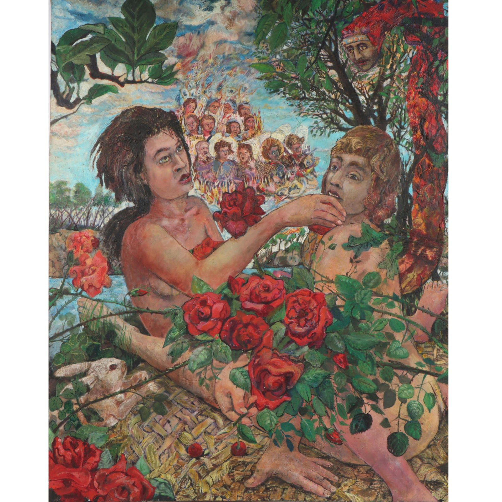 Julian Gammons, Indianapolis (20th/21st century), Adam and Eve Garden of Eden allegorical painting, (1 of 10)