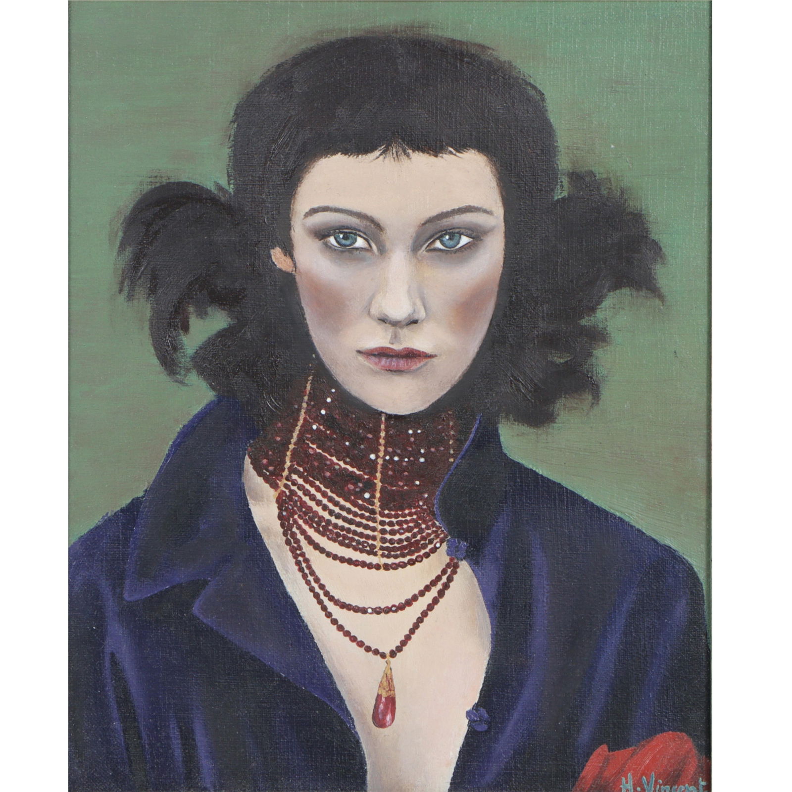 Helene Vincent, (20th/21st century), Mars 99, Aix en Provence, portrait of a woman with beaded (1 of 9)