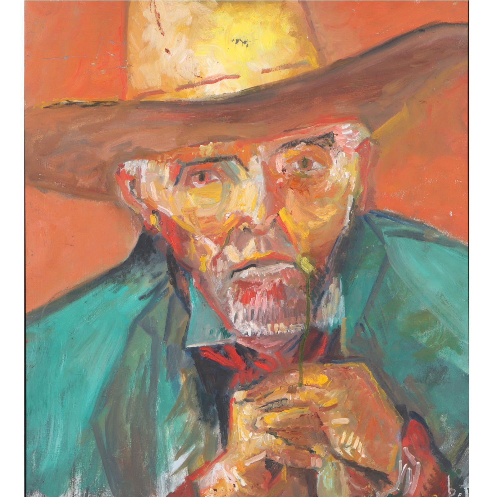 Brad Fearrin, Indiana (21st Century), portrait of a man, homage to Van Gogh, oil on board, 17 1/2"H (1 of 12)