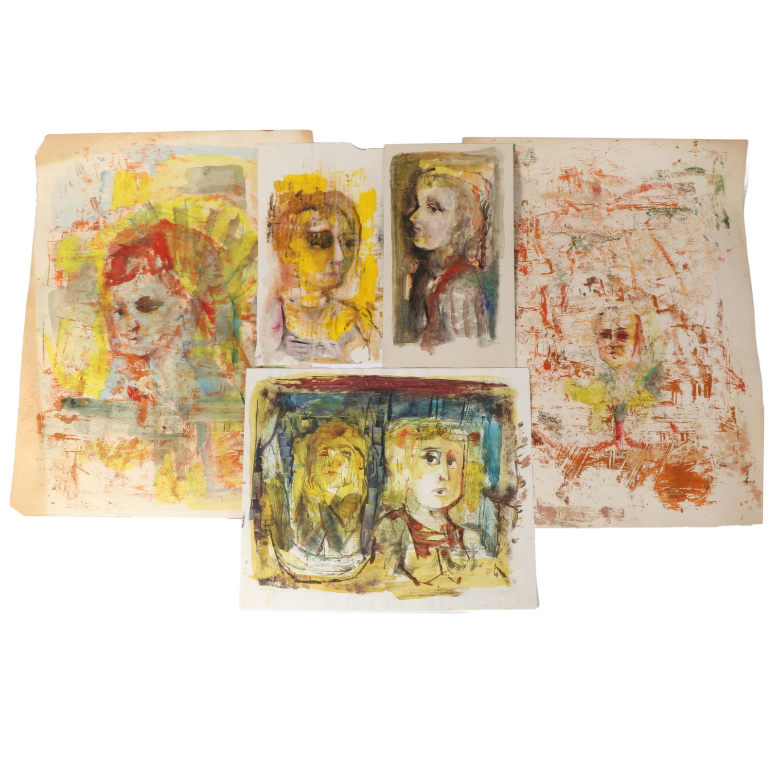 Barbara Rogers Houseworth, Indiana (1925-2015), 5 figural compositions, mixed media paintings on (1 of 15)