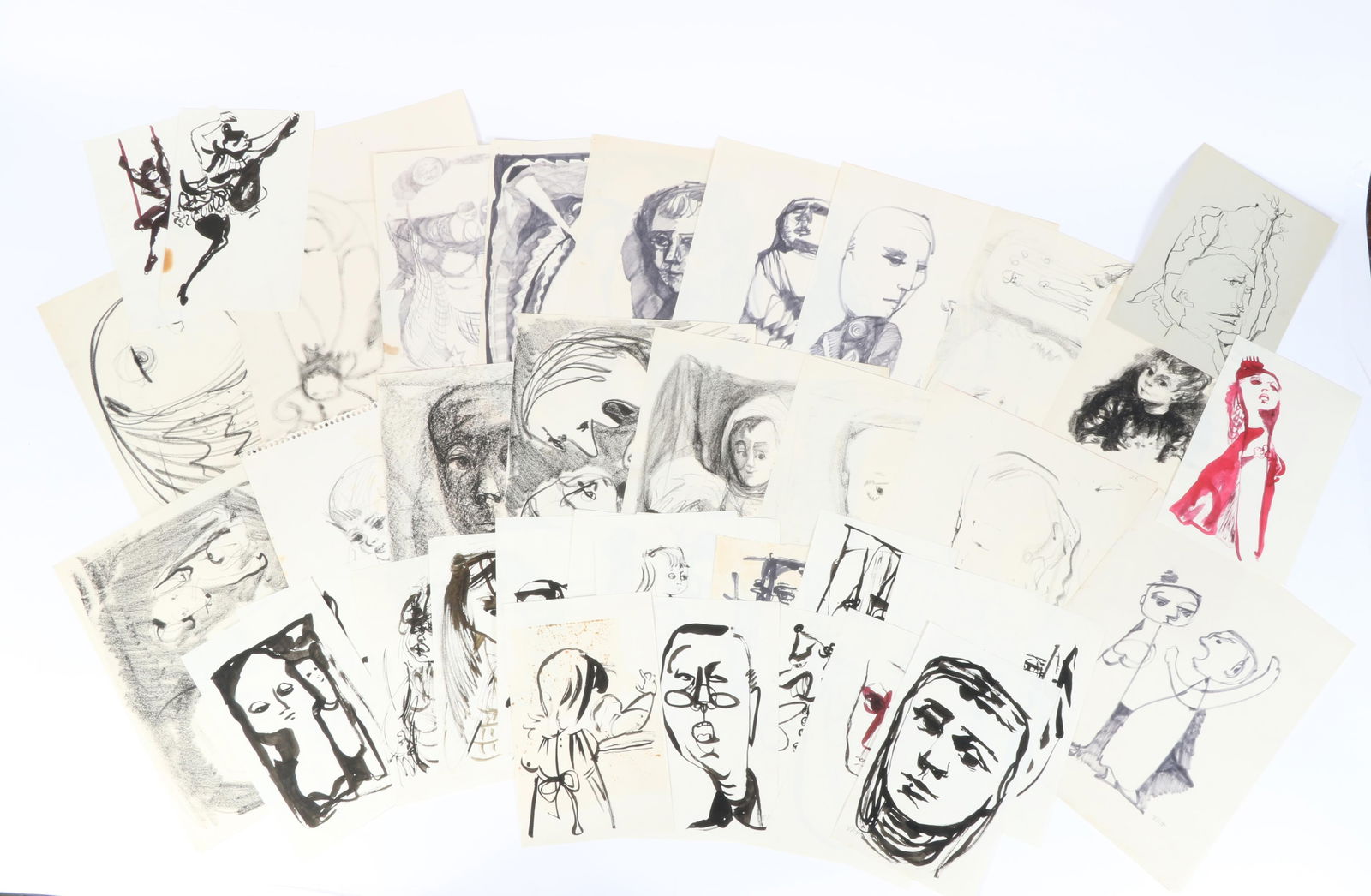 Barbara Rogers Houseworth, Indiana (1925-2015), portfolio of drawings: portraits, gesture drawings, (1 of 9)