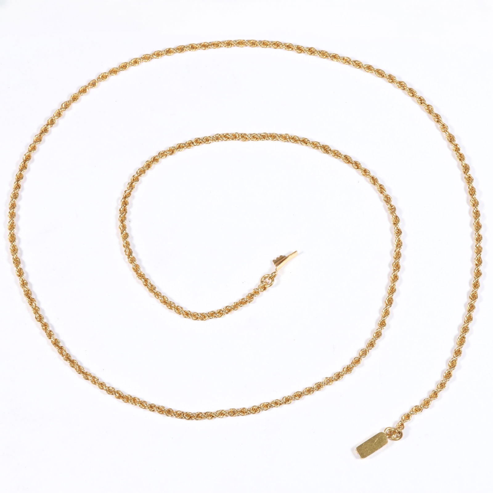 14K yellow gold rope chain necklace. 23"L x 2.3mm W (1 of 9)