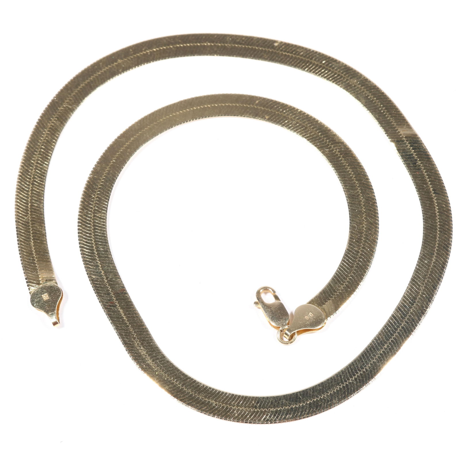 14K yellow gold herringbone chain necklace. 19 3/4"L x 7.3mm W (1 of 9)