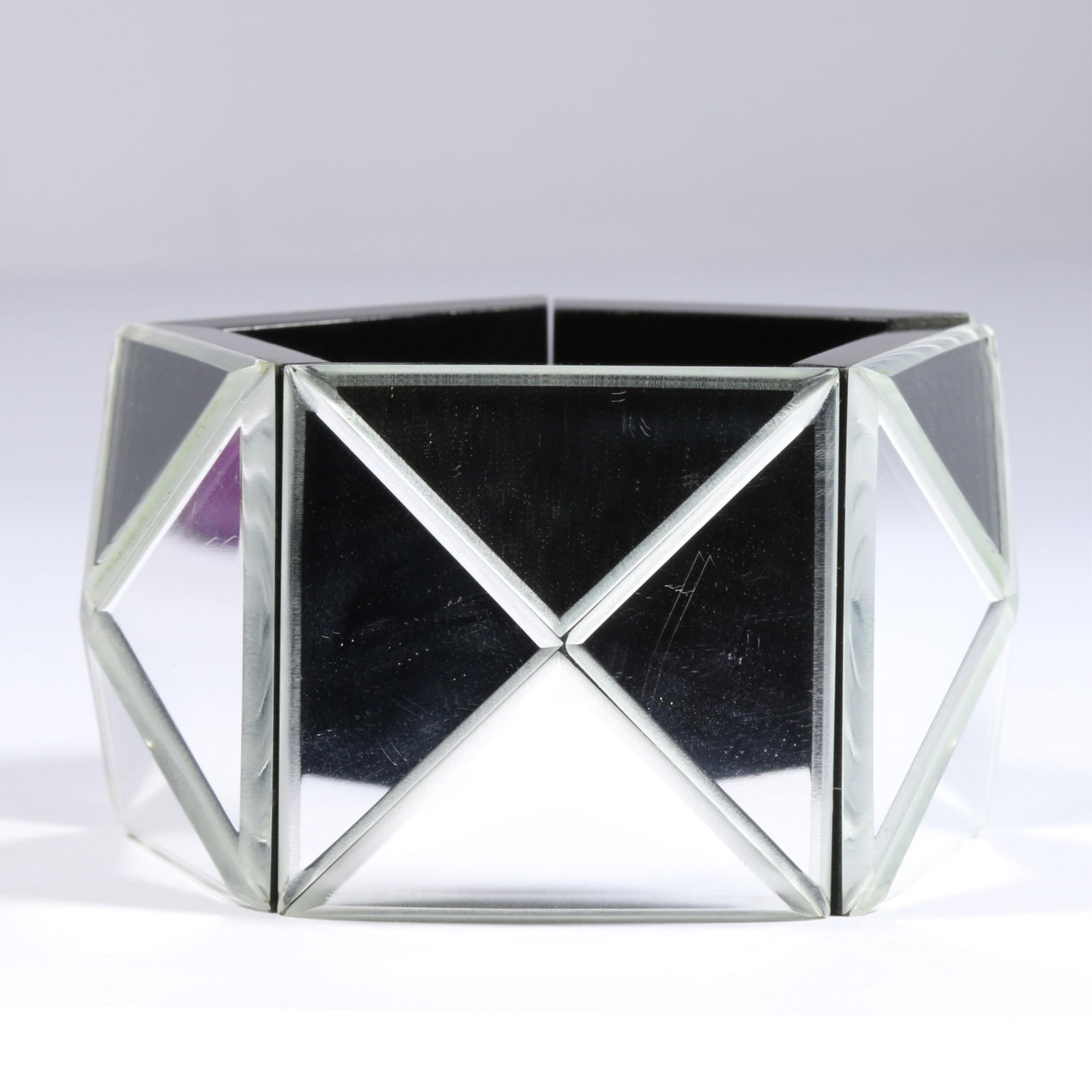 Monies wide mirrored expansion bracelet, unsigned 1 3/4"H x 2 1/8"inner diameter (adjustable): Monies wide mirrored expansion bracelet, unsigned From the life time collection of Donna Soodalter-Toman, DIVA owner/founder and winner of Best of Boston for DIVA's prominent role in the jewelry commu