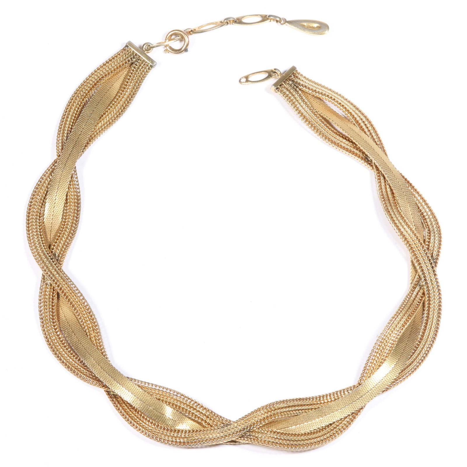 Vintage 1950's Christian Dior Germany triple braided chain necklace. 16 1/2"L x 3/4"W: Vintage 1950's Christian Dior Germany triple braided chain necklace. Signed "Chr. Dior 1959" and "Germany" Light oxidation. 16 1/2"L x 3/4"W