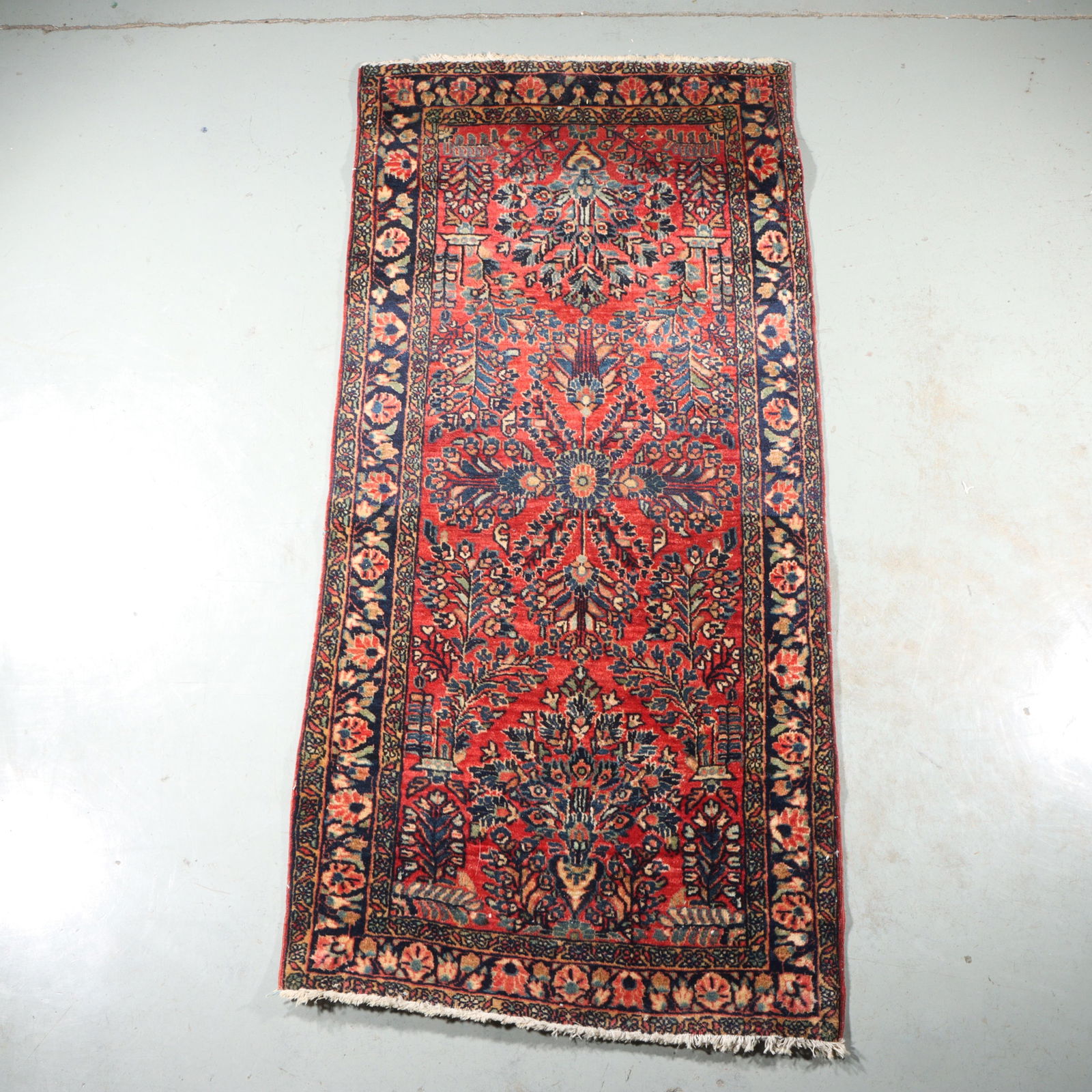 Persian Sarouk hand knotted estate rug carpet, 2.3x5. 60 1/2"H x 28 1/2"W (1 of 9)