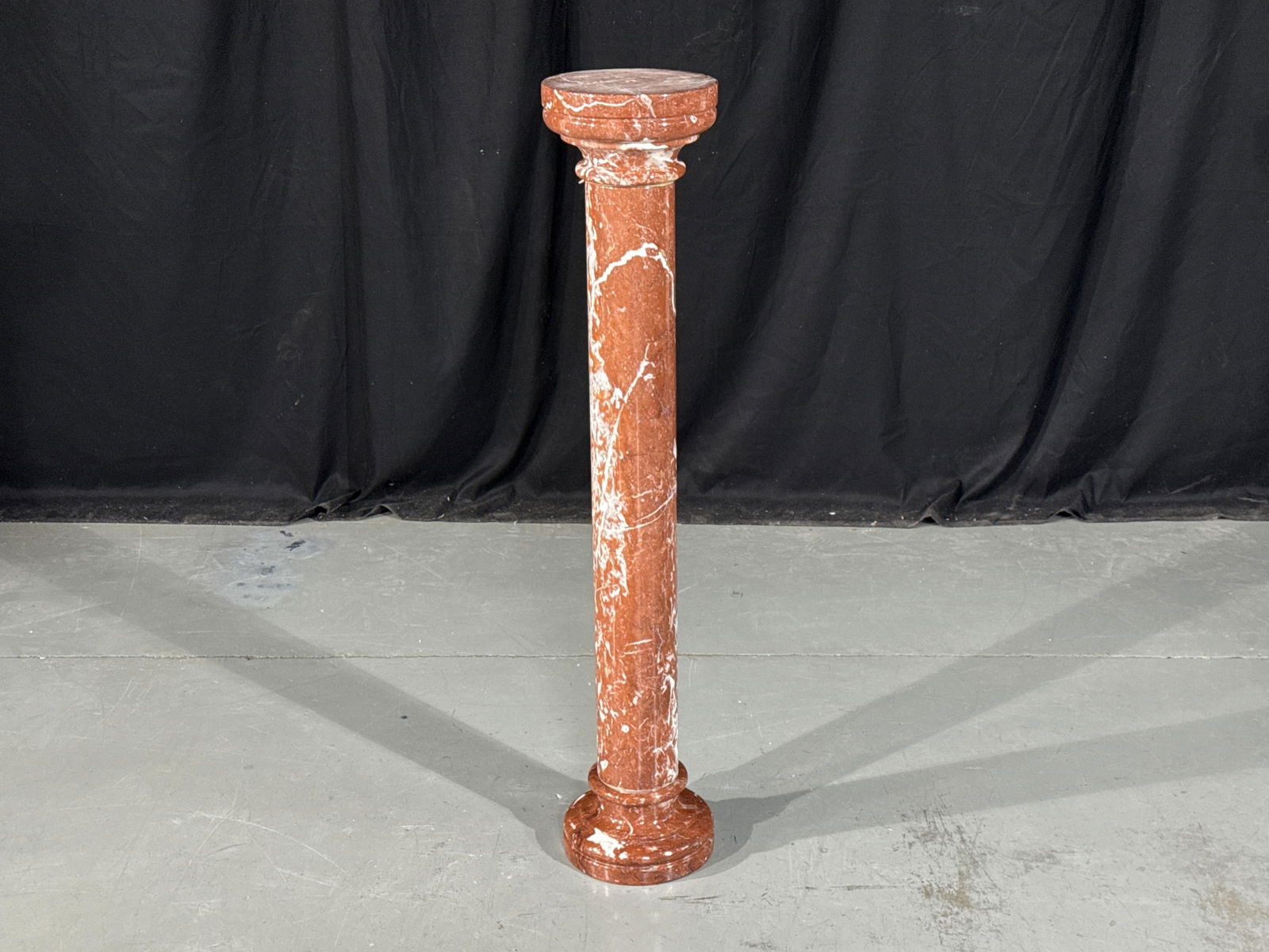 Red marble column pedestal 40 3/8? H x 8 1/8? Diam. (1 of 8)