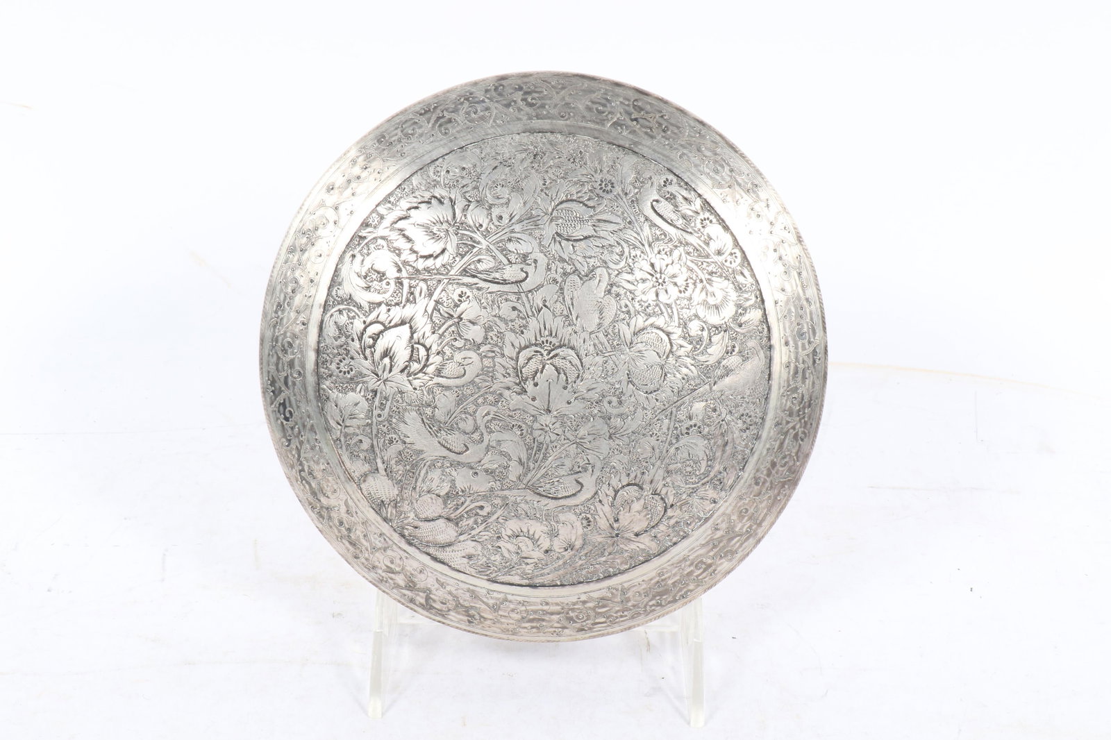 Antique Persian or Middle Eastern silver round betel box, likely from the Qajar dynasty period, (1 of 11)