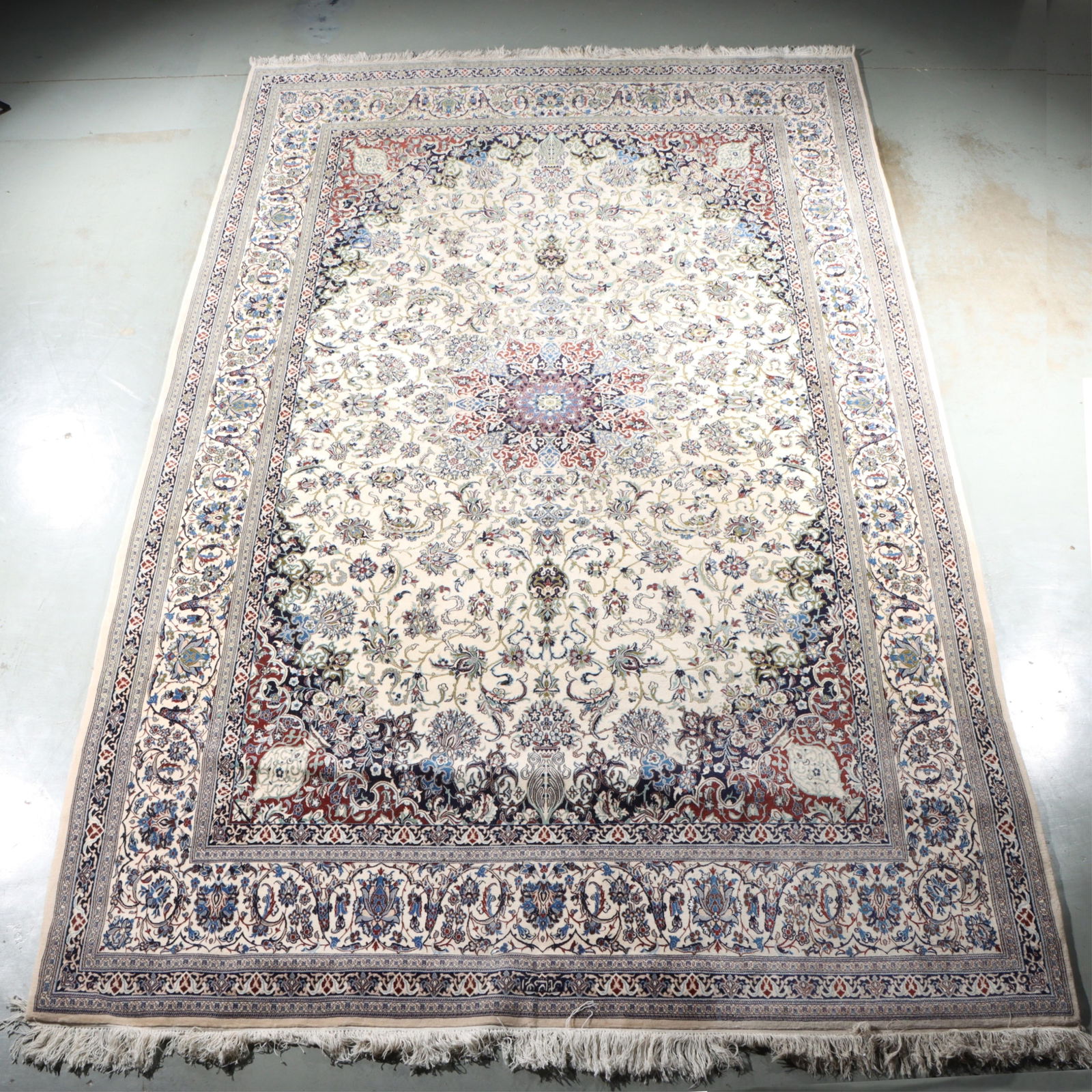 Hand Knotted wool with silk Fine Nain Persian hand knotted rug carpet, 6.5 x 11. 137"H x 80 1/2"W (1 of 13)