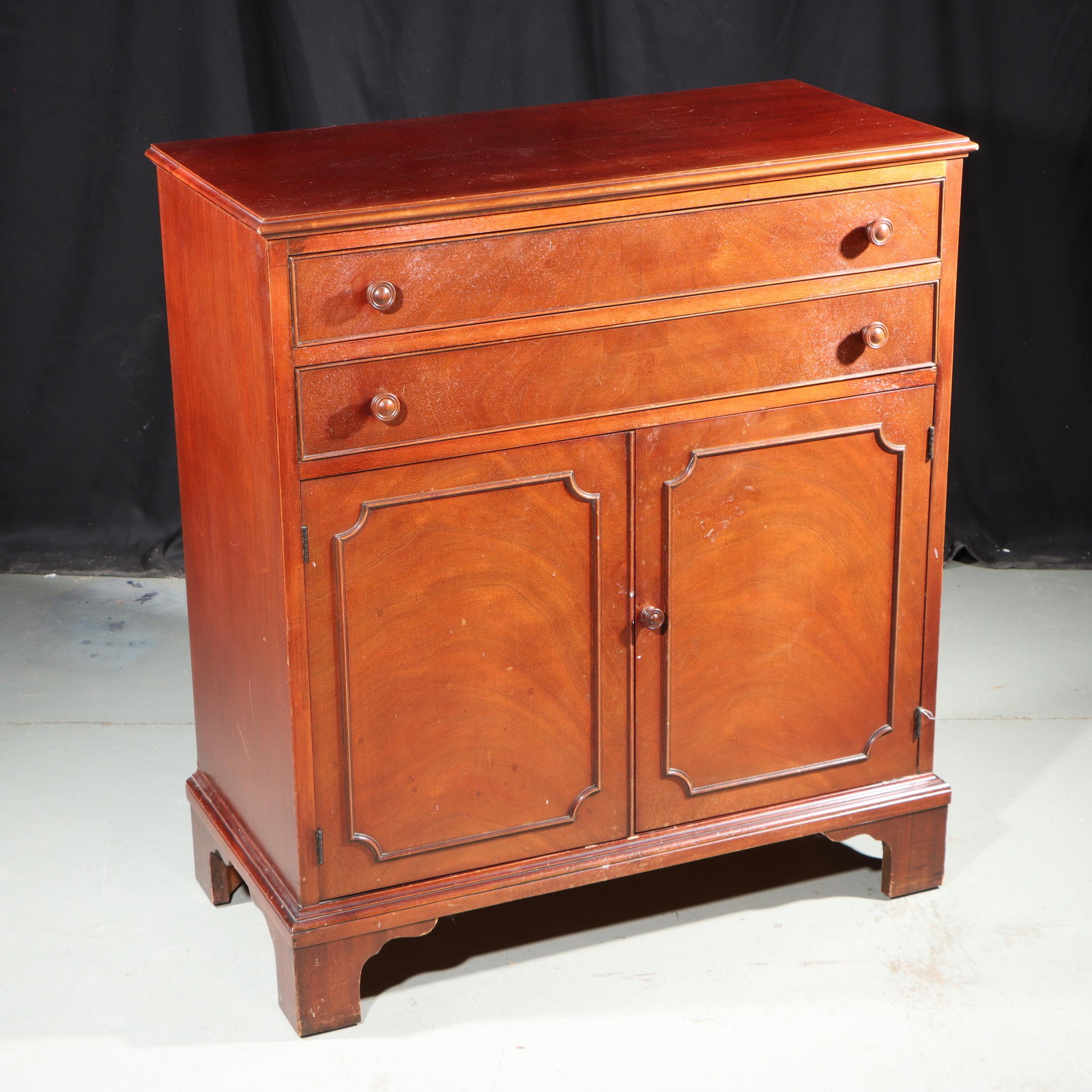 Antique vintage English yew? wood sideboard server cabinet. 36 1/2"H x 32 1/2'W x 16"D (1 of 10)