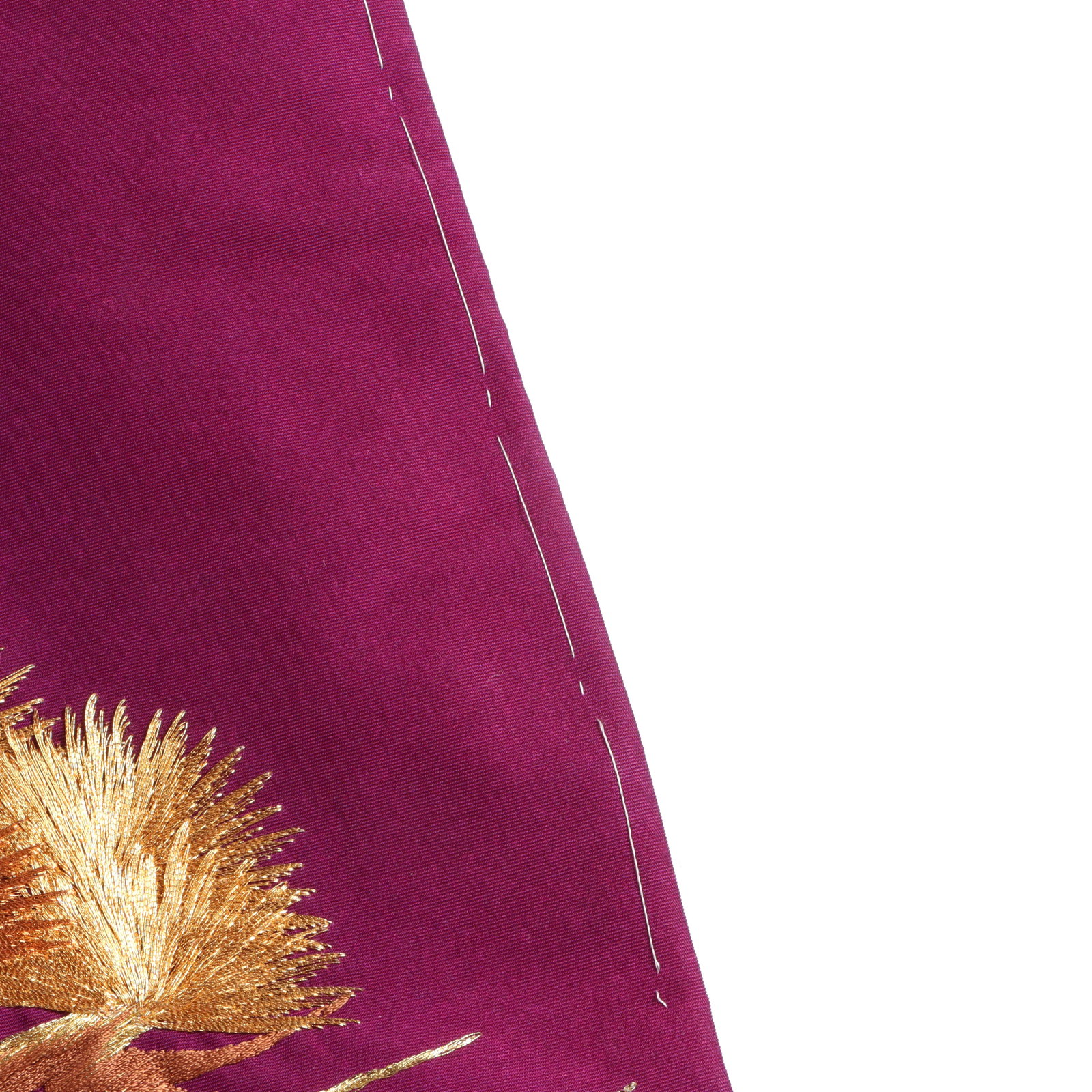 Japanese ceremonial embroidered purple silk wedding kimono / uchikake, red interior. 23"Pit to pit, - 12