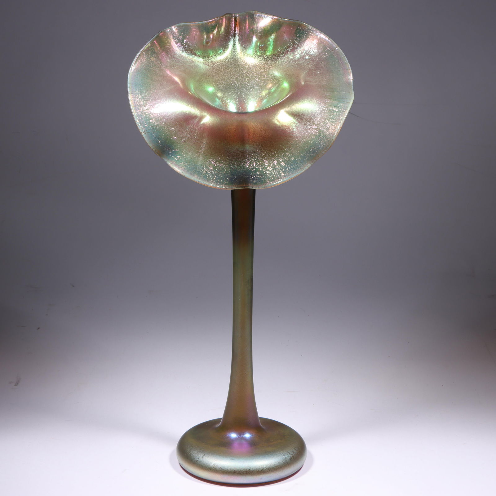 Steven Lundberg, American (1953 - 2008), Studio Jack in Pulpit, 1988 art glass vase. 17 3/4"H x 8: Steven Lundberg, American (1953 - 2008), Studio Jack in Pulpit, 1988 art glass vase. Signed, dated, and numbered, 110301 under base. 17 3/4"H x 8 1/4"W