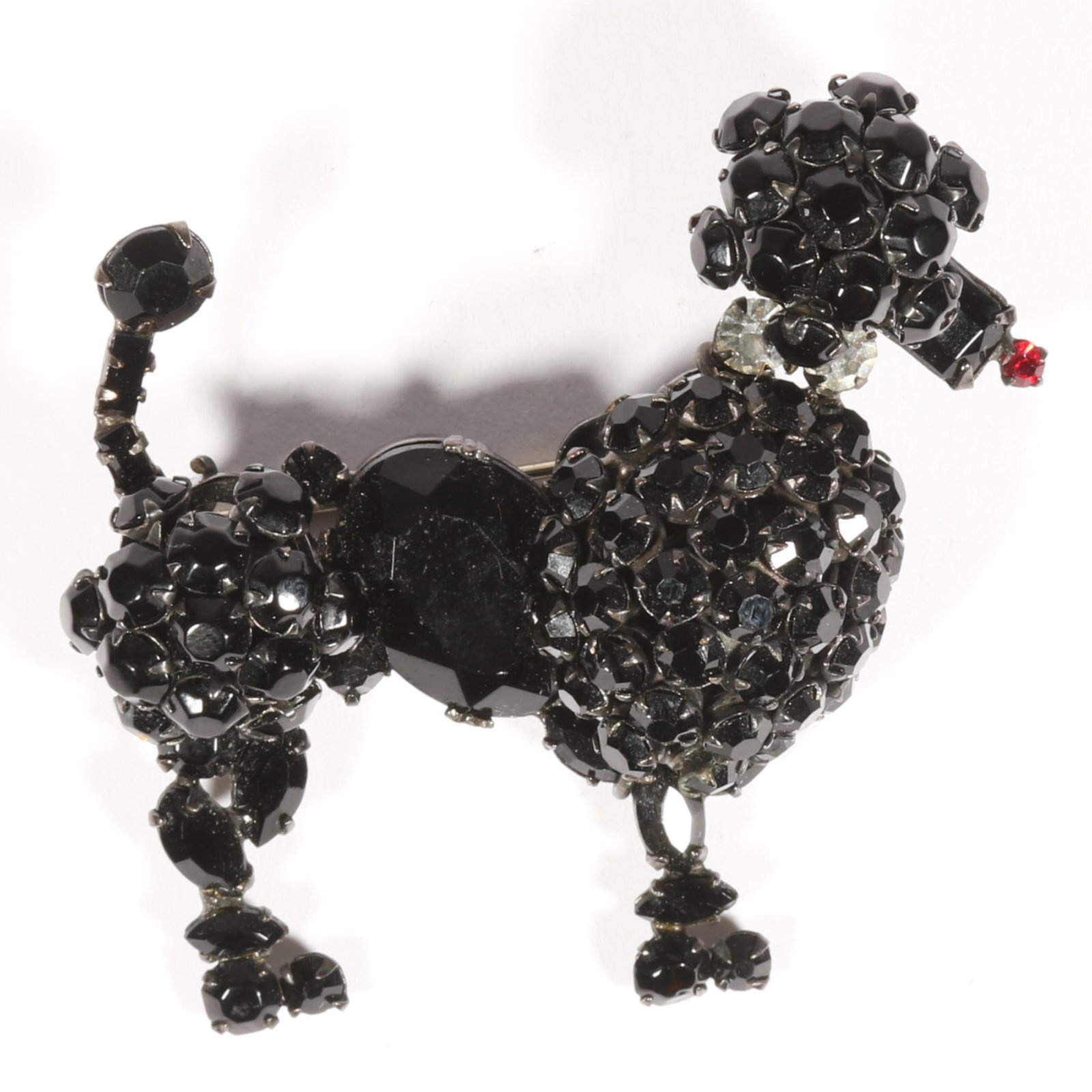 Schreiner black rhinestone crystal poodle dog, unsigned 2 1/8"H x 2 1/8"W (1 of 5)