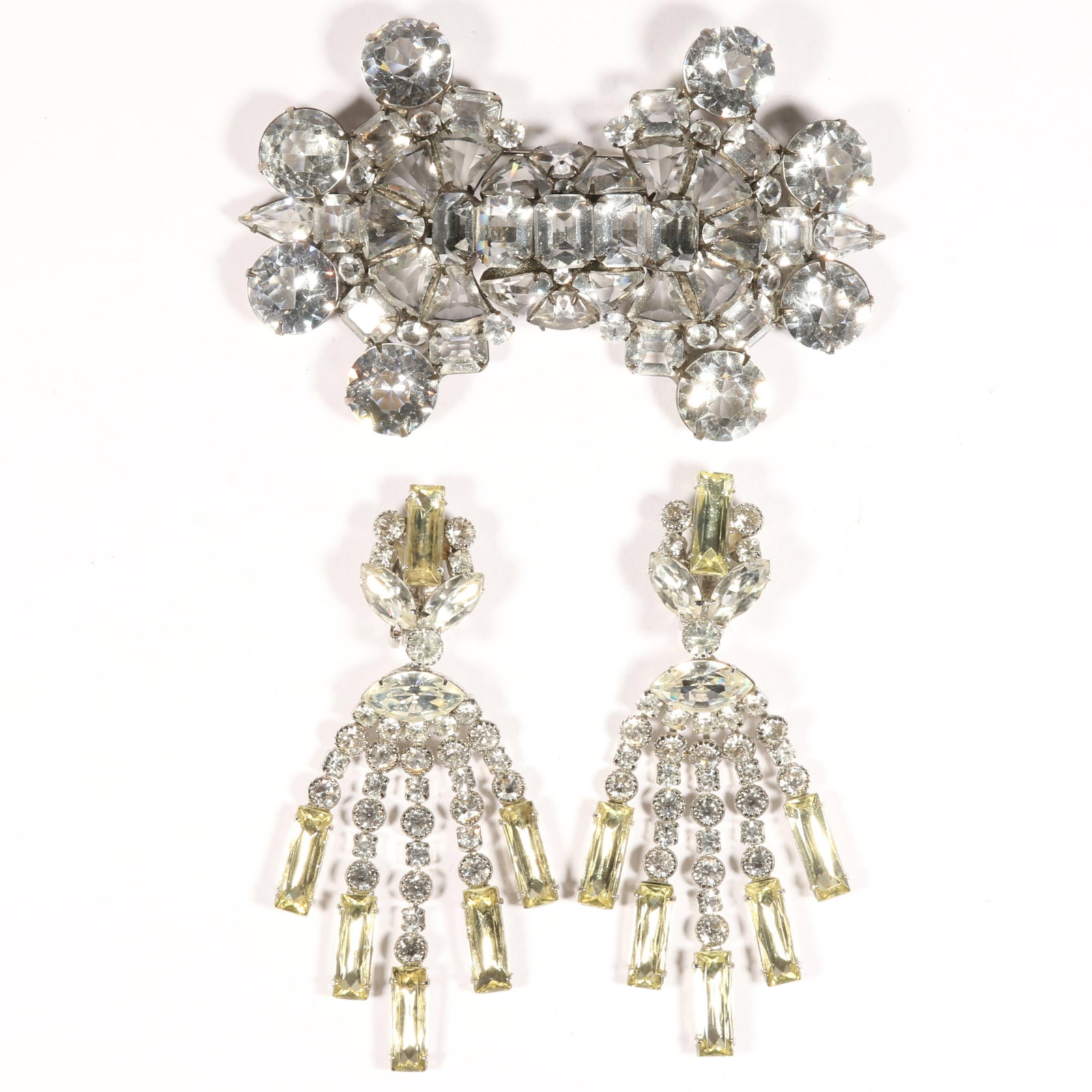 Robert Sorrell Originals 2pc group: large dimensional unfoiled crystal brooch with diamante and (1 of 10)