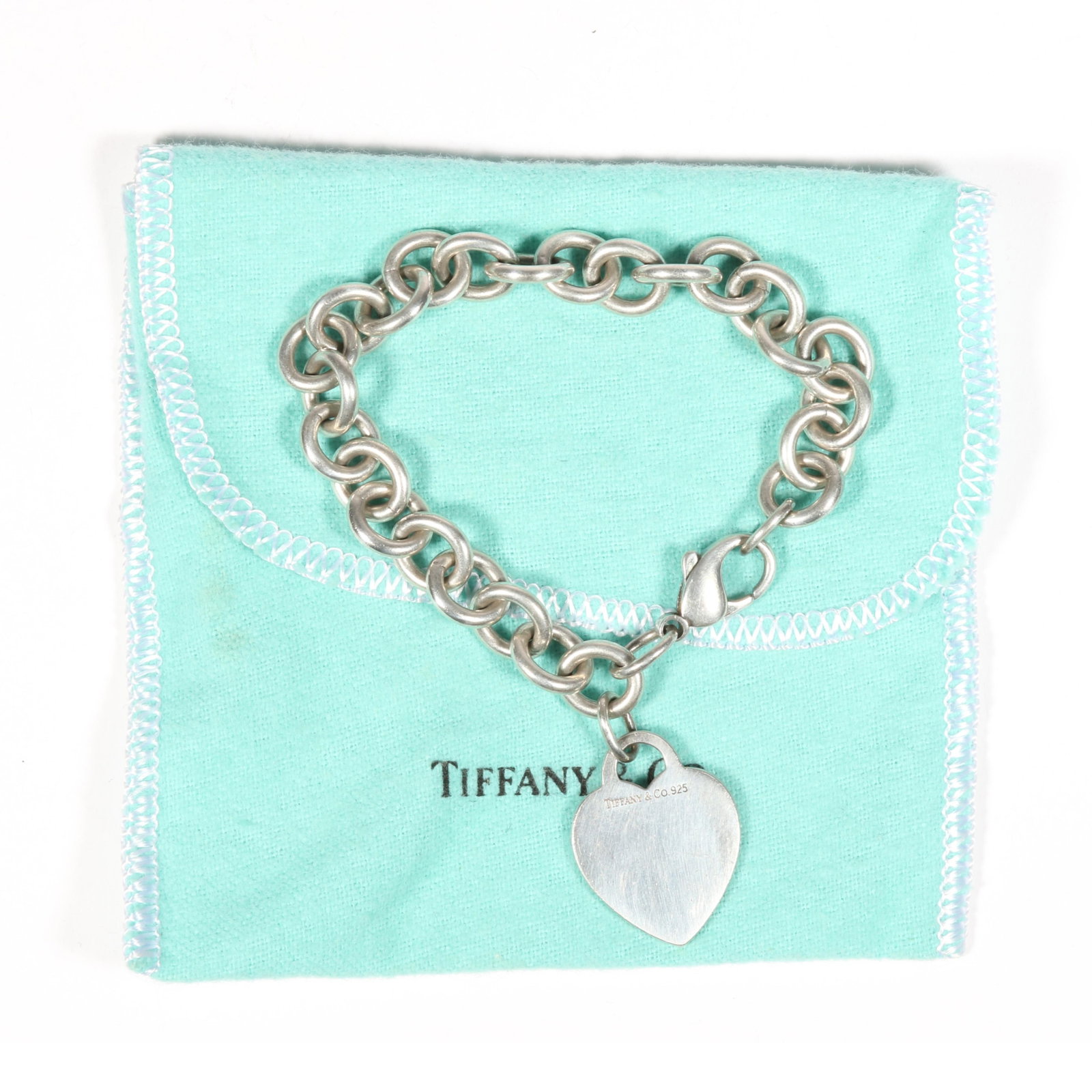 Tiffany & Co. sterling silver heart tag charm link bracelet, with dust bag 7 1/2"L x 1 1/8"charm (1 of 5)