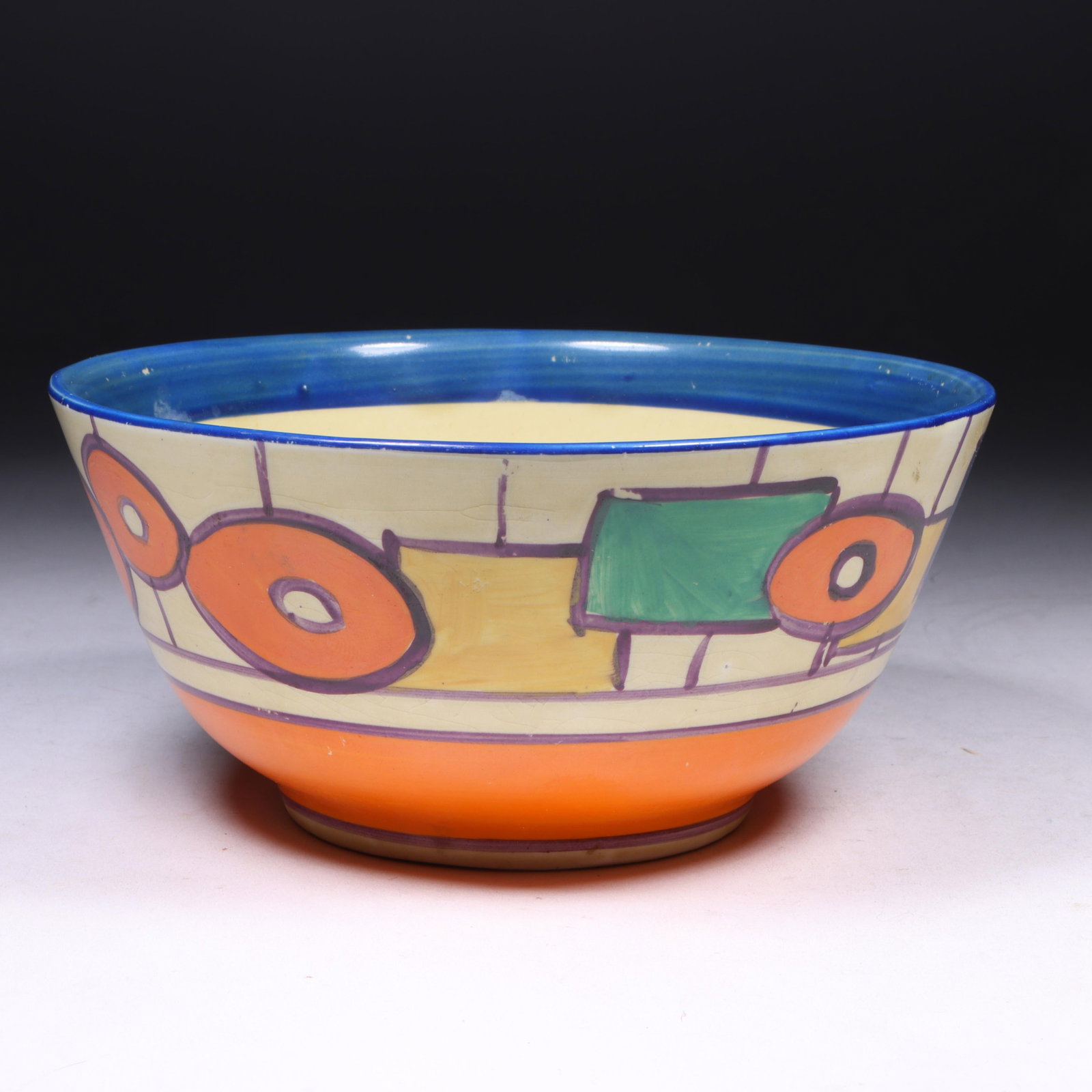 Fantasque by Clarice Cliff hand-painted geometric circles and squares pattern bowl 2 1/4"H x 5 (1 of 8)