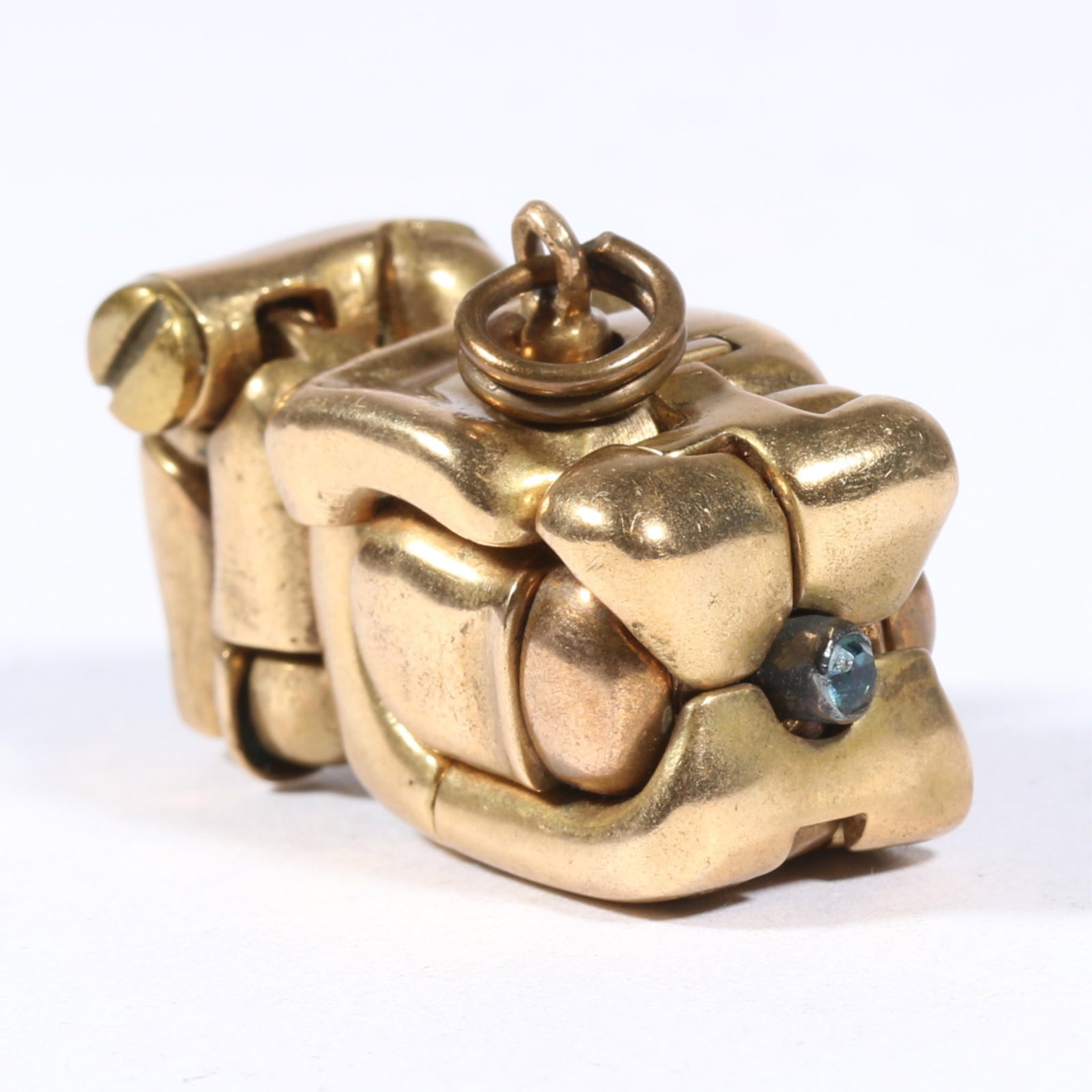 Miguel Ortiz Berrocal "Micromaria" Beryllium bronze puzzle pendant with gemstone accent. 7/8"H x 1 (1 of 10)