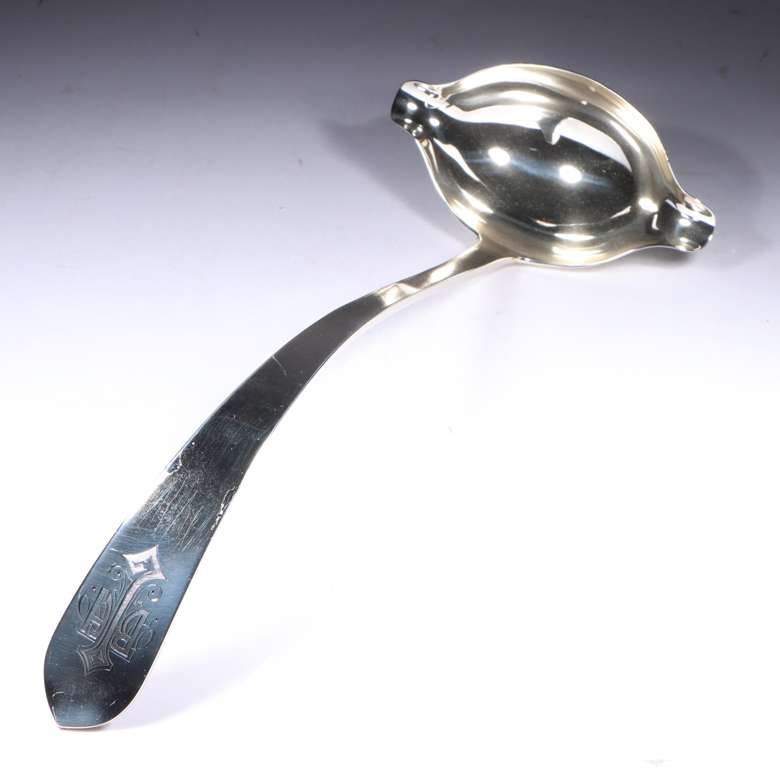 Stieff Sterling Silver Monogrammed Punch Serving Spoon Ladle with double pouring spout, 9.325 Troy (1 of 10)