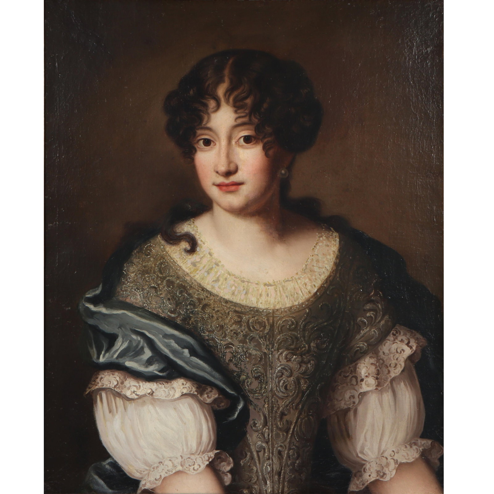 Continental Baroque style oil painting of a lady; a 17th-century half-length portrait of Hortense (1 of 15)