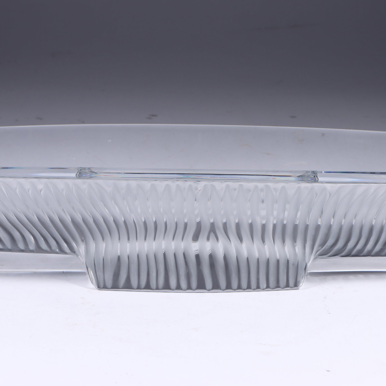 Baccarat crystal sculptural modernist console mantle bowl. 3 1/2"H x 30"W x 4 1/2"D - 11