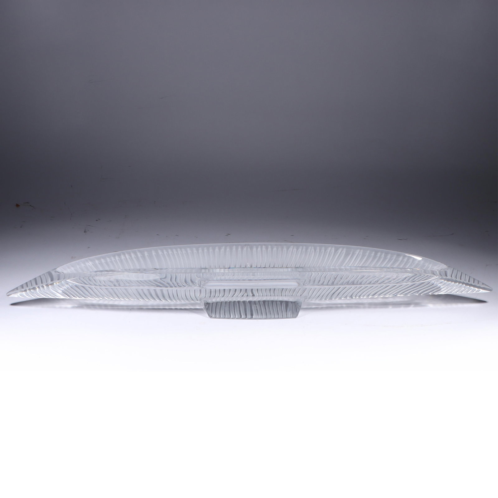 Baccarat crystal sculptural modernist console mantle bowl. 3 1/2"H x 30"W x 4 1/2"D - 2