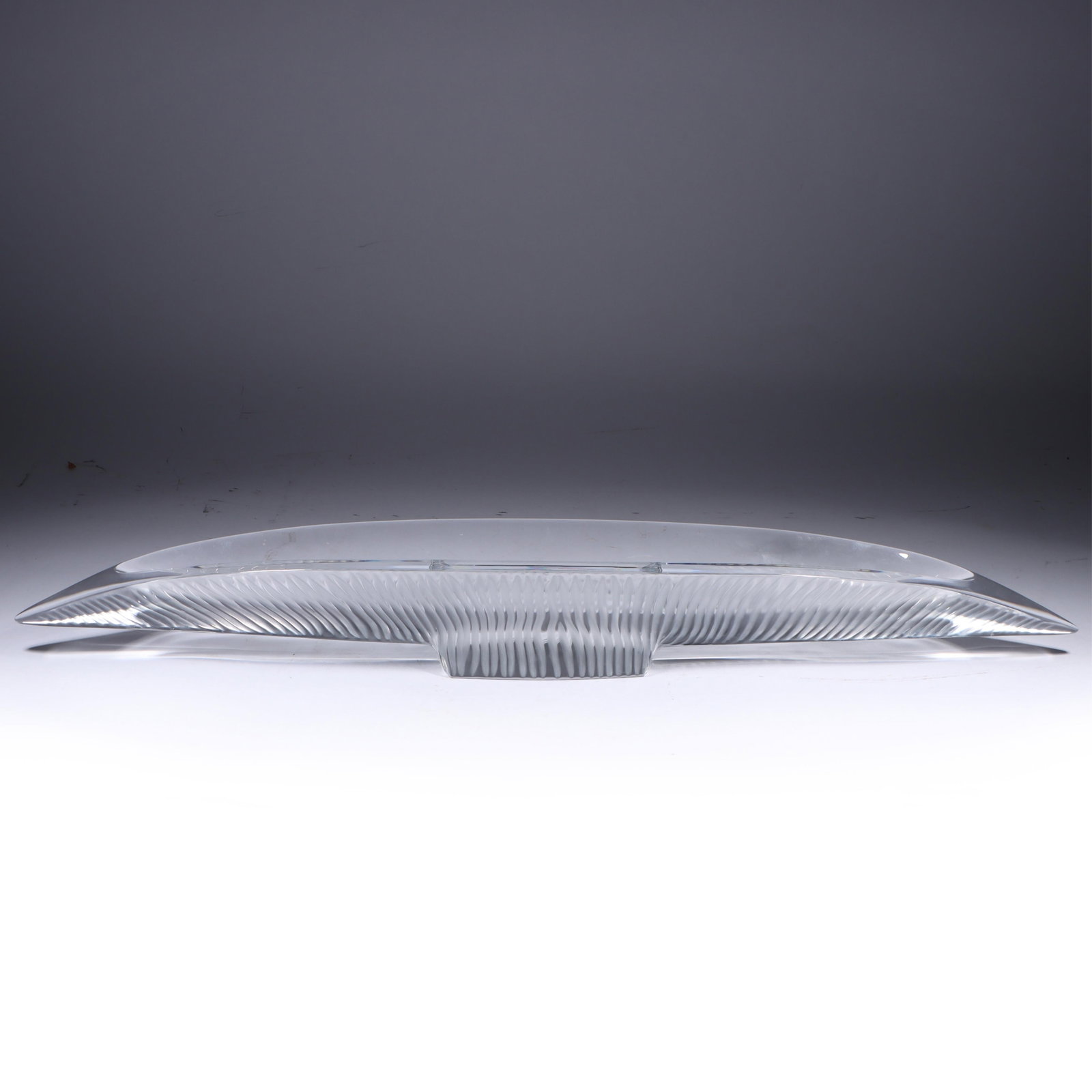 Baccarat crystal sculptural modernist console mantle bowl. 3 1/2"H x 30"W x 4 1/2"D - 3