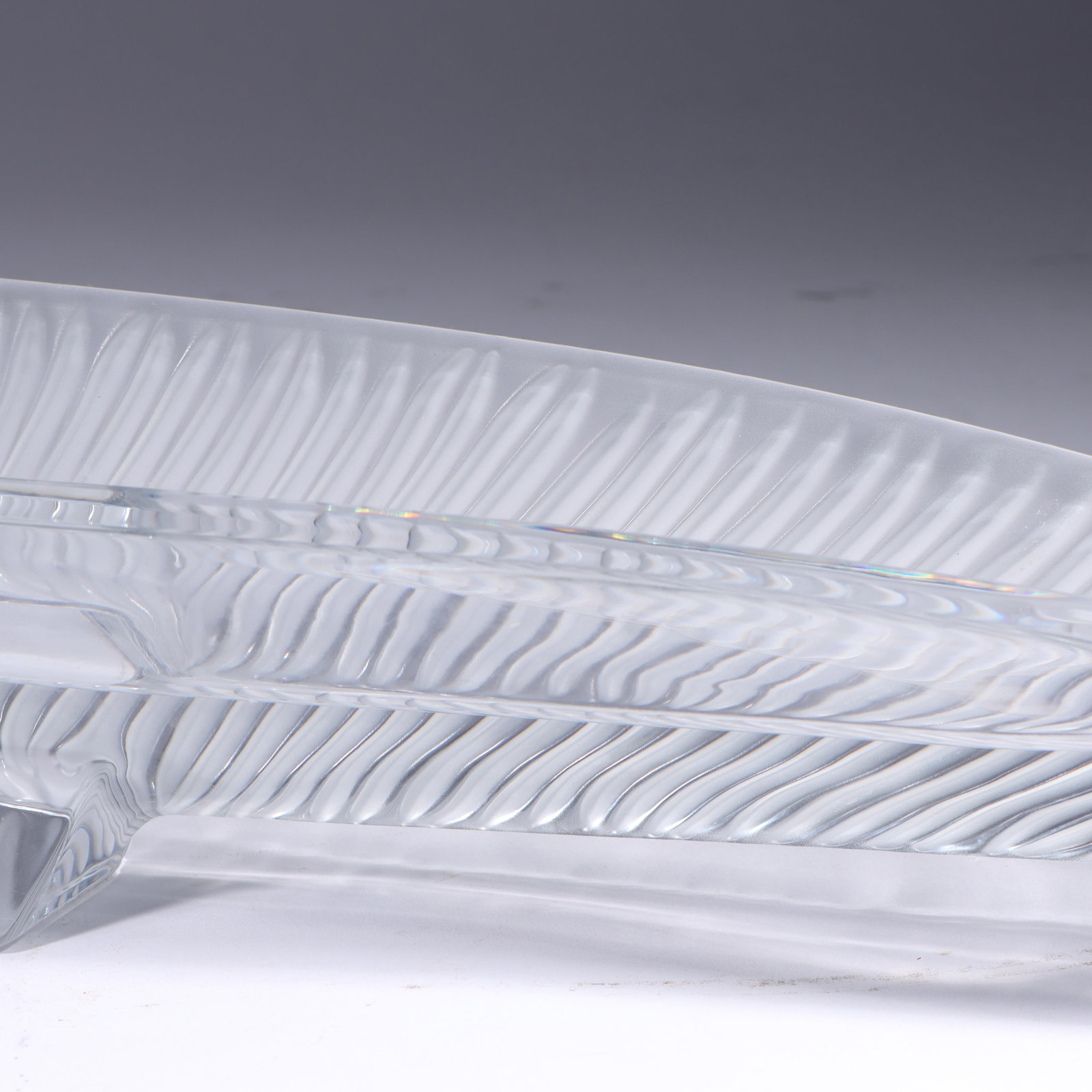 Baccarat crystal sculptural modernist console mantle bowl. 3 1/2"H x 30"W x 4 1/2"D - 4