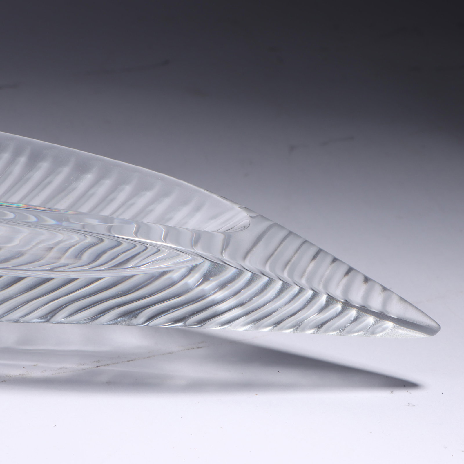 Baccarat crystal sculptural modernist console mantle bowl. 3 1/2"H x 30"W x 4 1/2"D - 5