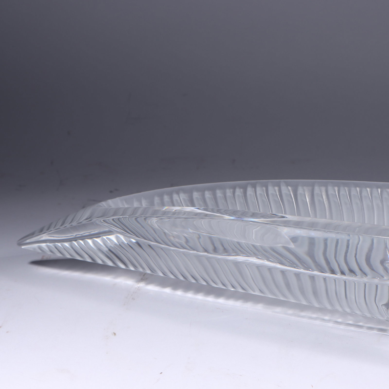 Baccarat crystal sculptural modernist console mantle bowl. 3 1/2"H x 30"W x 4 1/2"D - 7