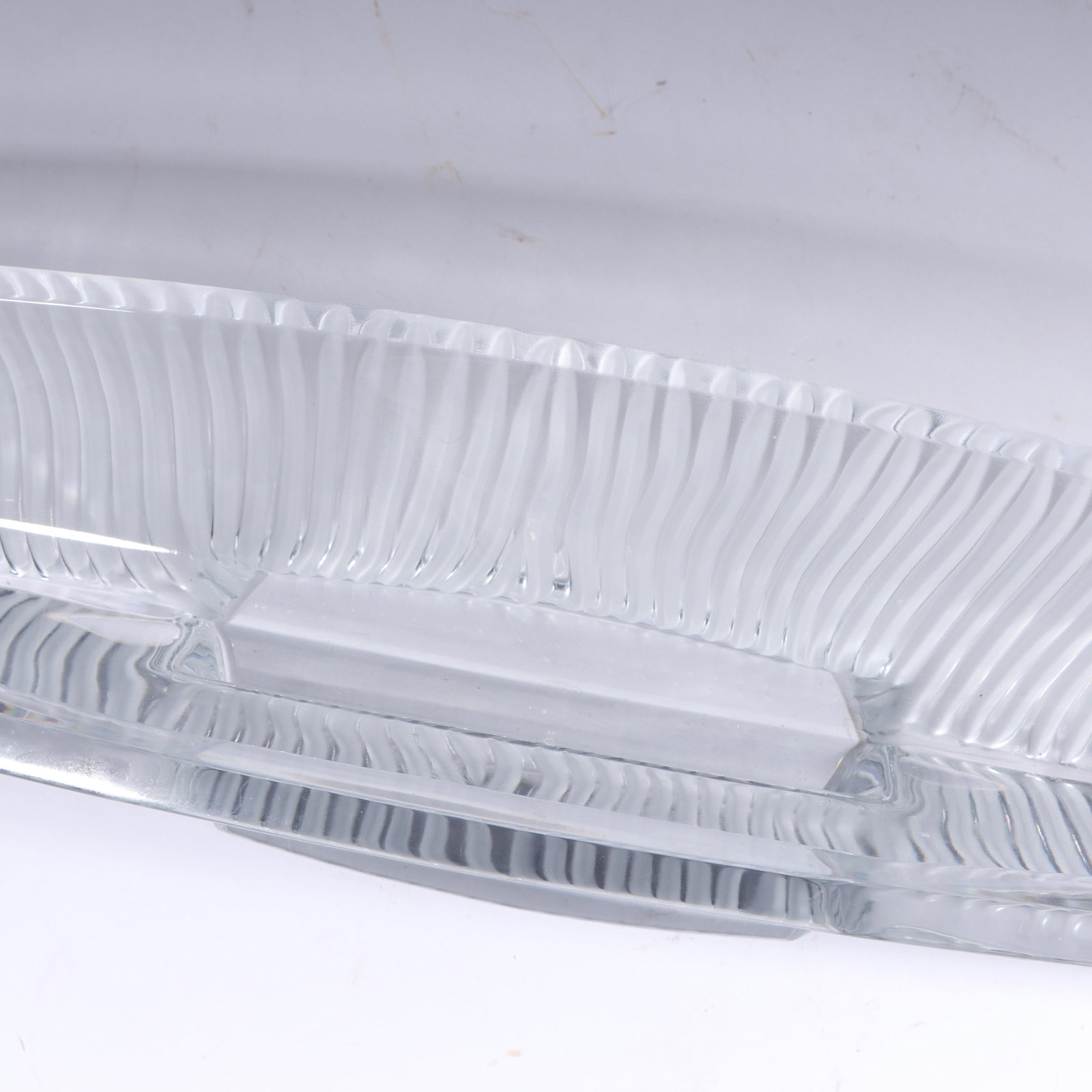 Baccarat crystal sculptural modernist console mantle bowl. 3 1/2"H x 30"W x 4 1/2"D - 9