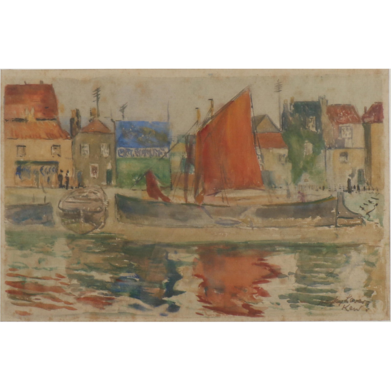 Haley Lever, Australian American (1876-1958), Kew, Waterfront, post impressionist harbor scene, (1 of 7)