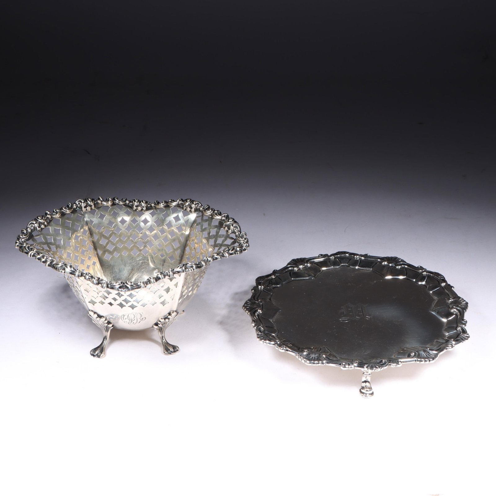 Sterling Silver 2pc.; Watson Monogrammed Pierced Footed Hollowware Bowl and 6 inch Galt & Bros. (1 of 12)