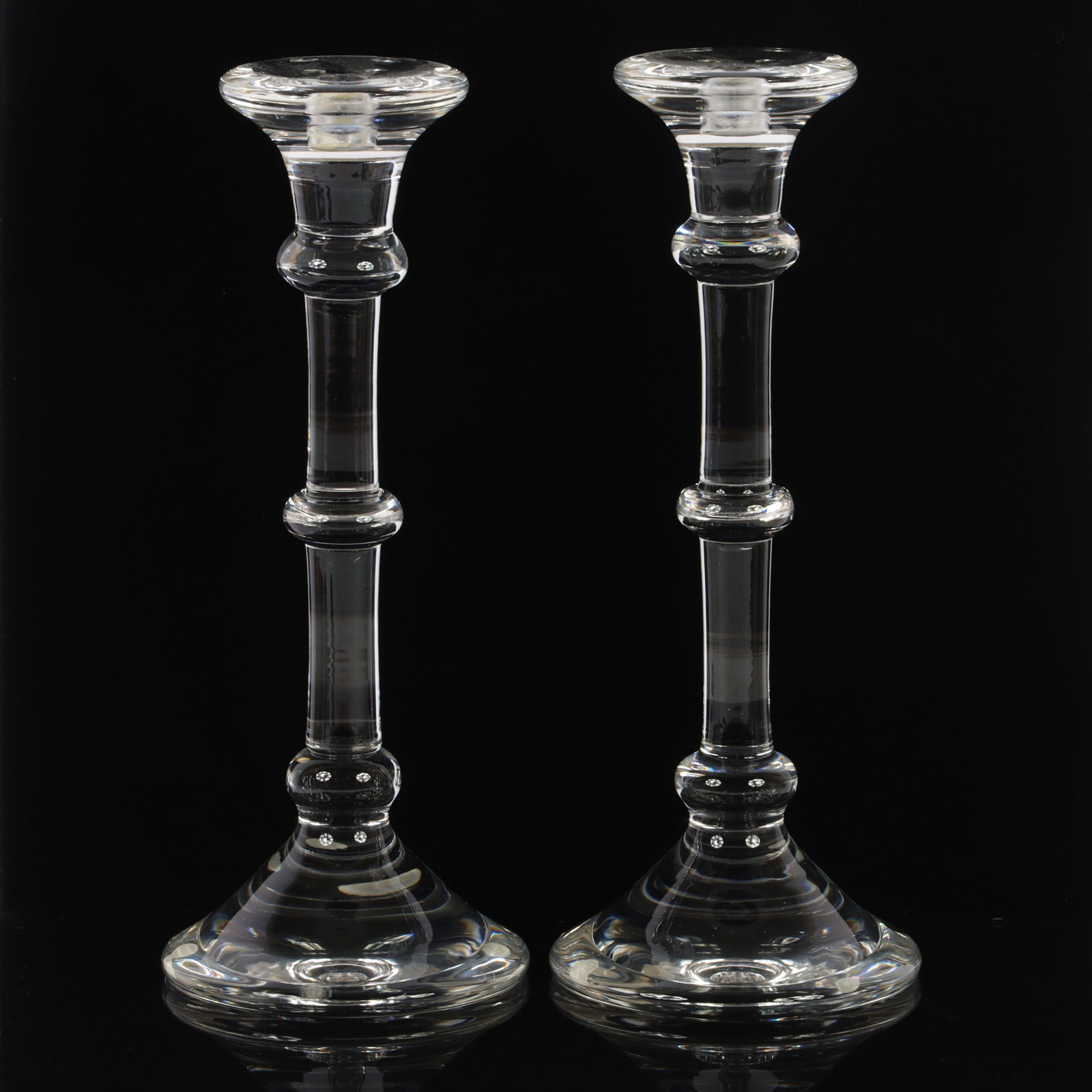 Pair Val St. Lambert oversized massive crystal candleholders / candle stands. 17" 17"H x 7"Diam. (1 of 8)
