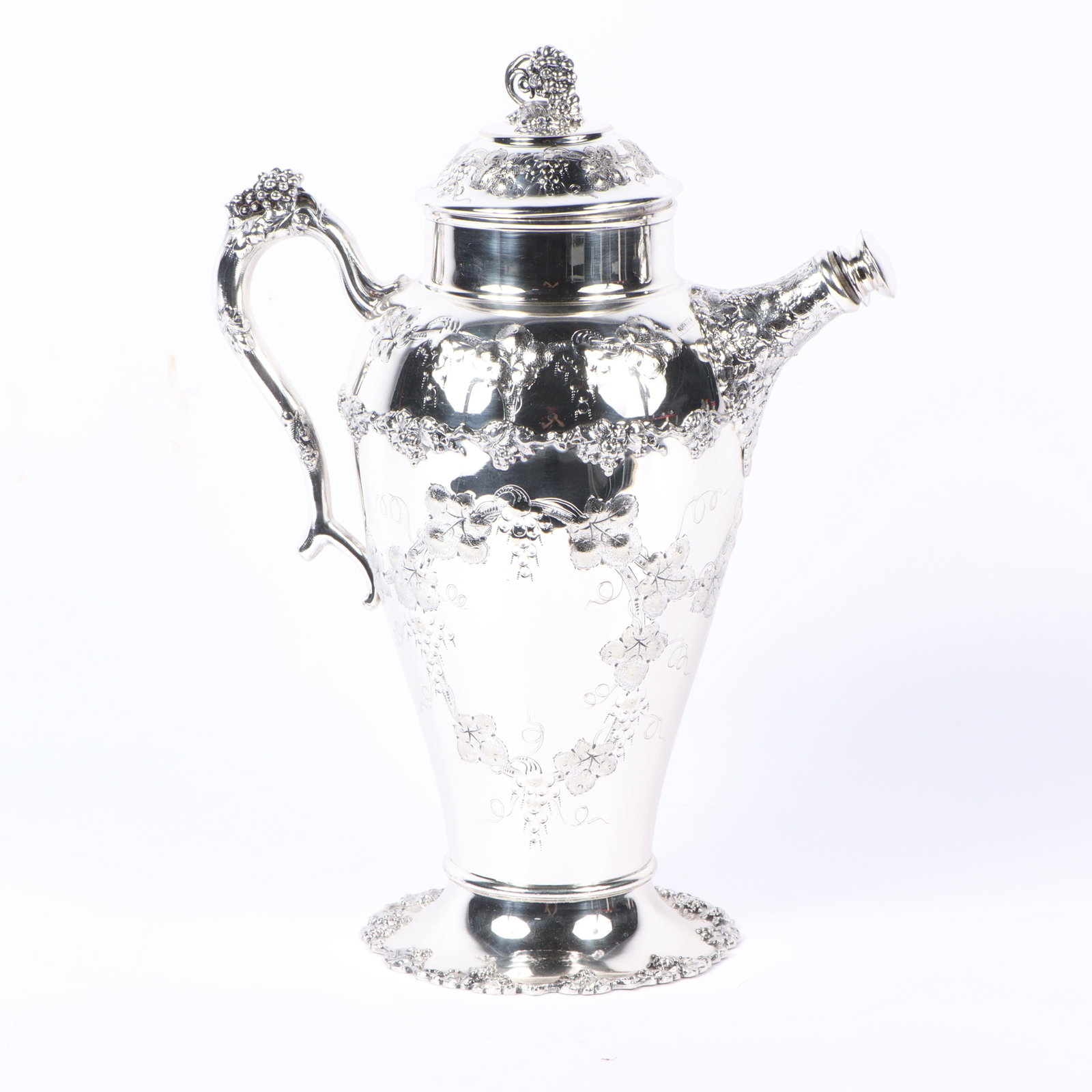 Silver-Plated Teapot/Coffee Pot by E.G.Webster& Sons. 13"H x 9"W x 5 1/2"Diam. (1 of 14)