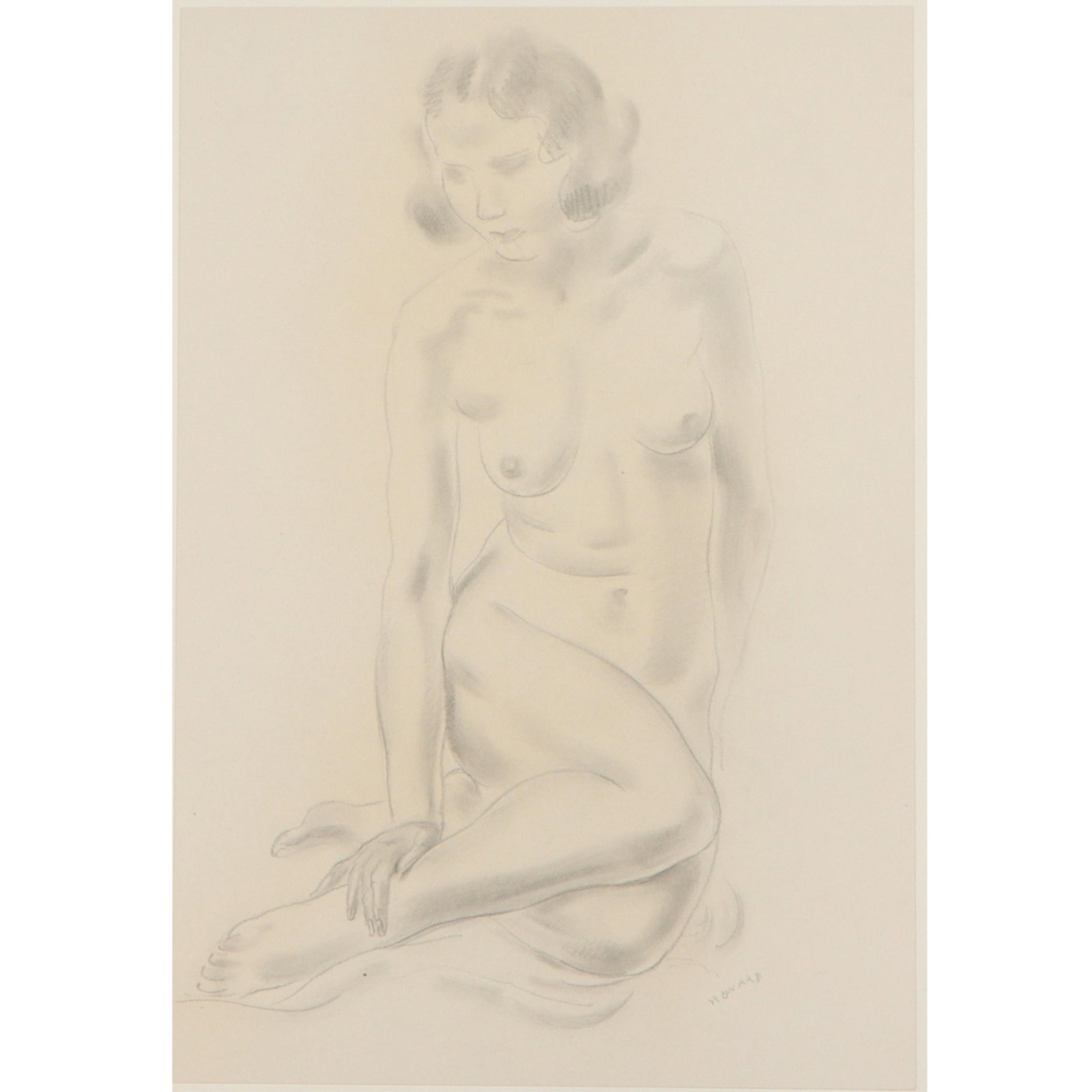 Cecil de Blaquiere Howard, Canada 1888-1956, seated nude, drawing on paper, 19"H x 13"W(paper), 33: Cecil de Blaquiere Howard Canada 1888-1956 seated nude drawing on paper Signed to lower right. Biography from the Archives of askART: Born in Clifton, Canada near Niagara Falls, Cecil Howard moved to 