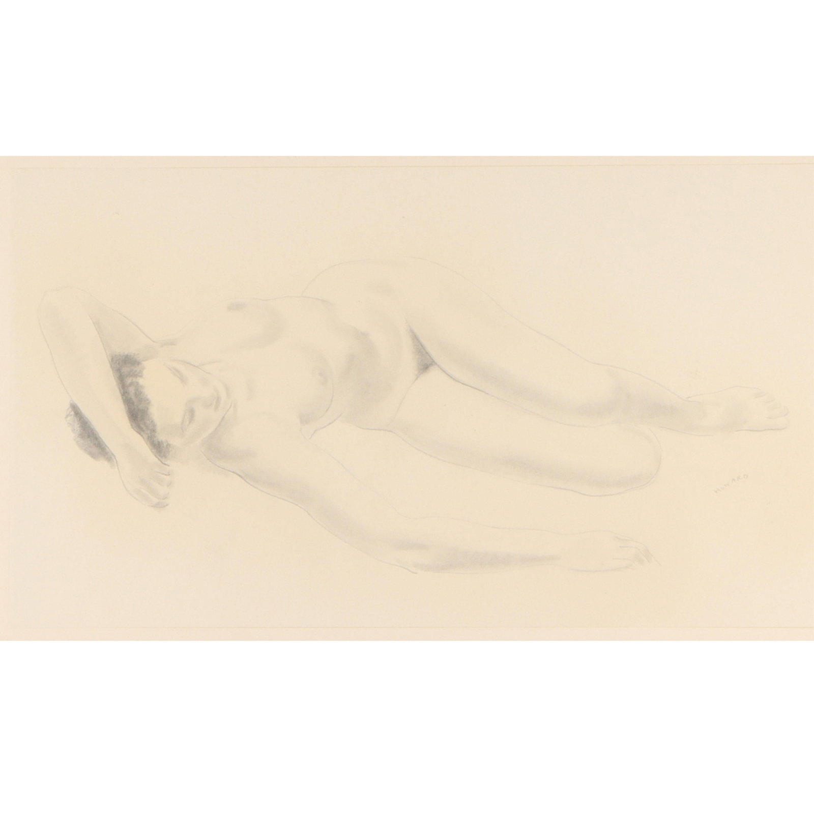 Cecil de Blaquiere Howard, Canada, New York (1888-1956), reclining female nude, graphite drawing on: Cecil de Blaquiere Howard Canada, New York (1888-1956) reclining female nude graphite drawing on paper Signed to lower right. 12 1/2"H x 21 1/2"W(paper), 25 1/2"H x 32 1/2"W(frame)