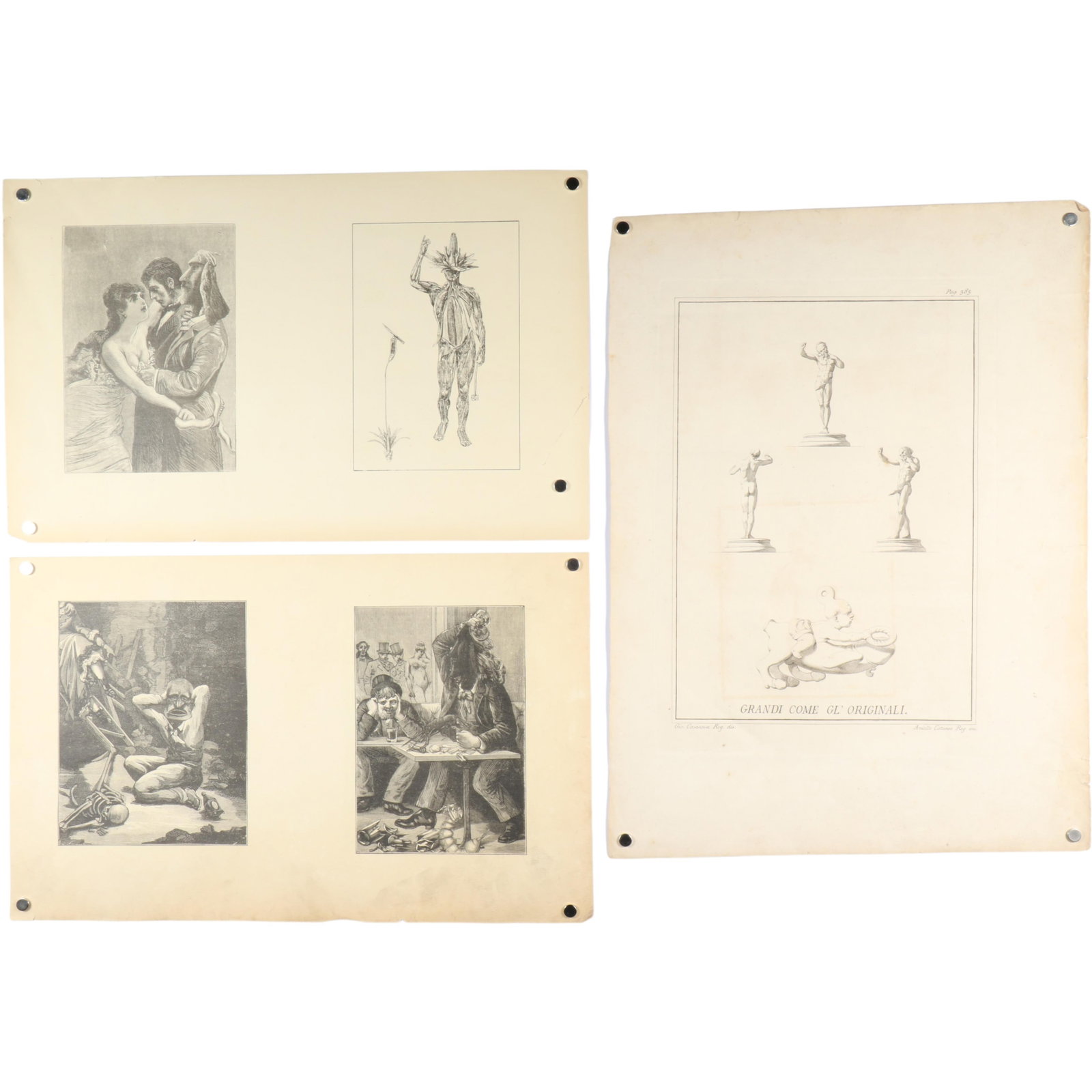 Max Ernst (German, 1891-1976) surrealist bookplate illustrations from "A Week of Kindness" and: Max Ernst (German, 1891-1976) surrealist bookplate illustrations from "A Week of Kindness" and "Phallus Fascinum in Ancient Roman Religion" etching 2 sheets, double sided, each side with 2 book plates