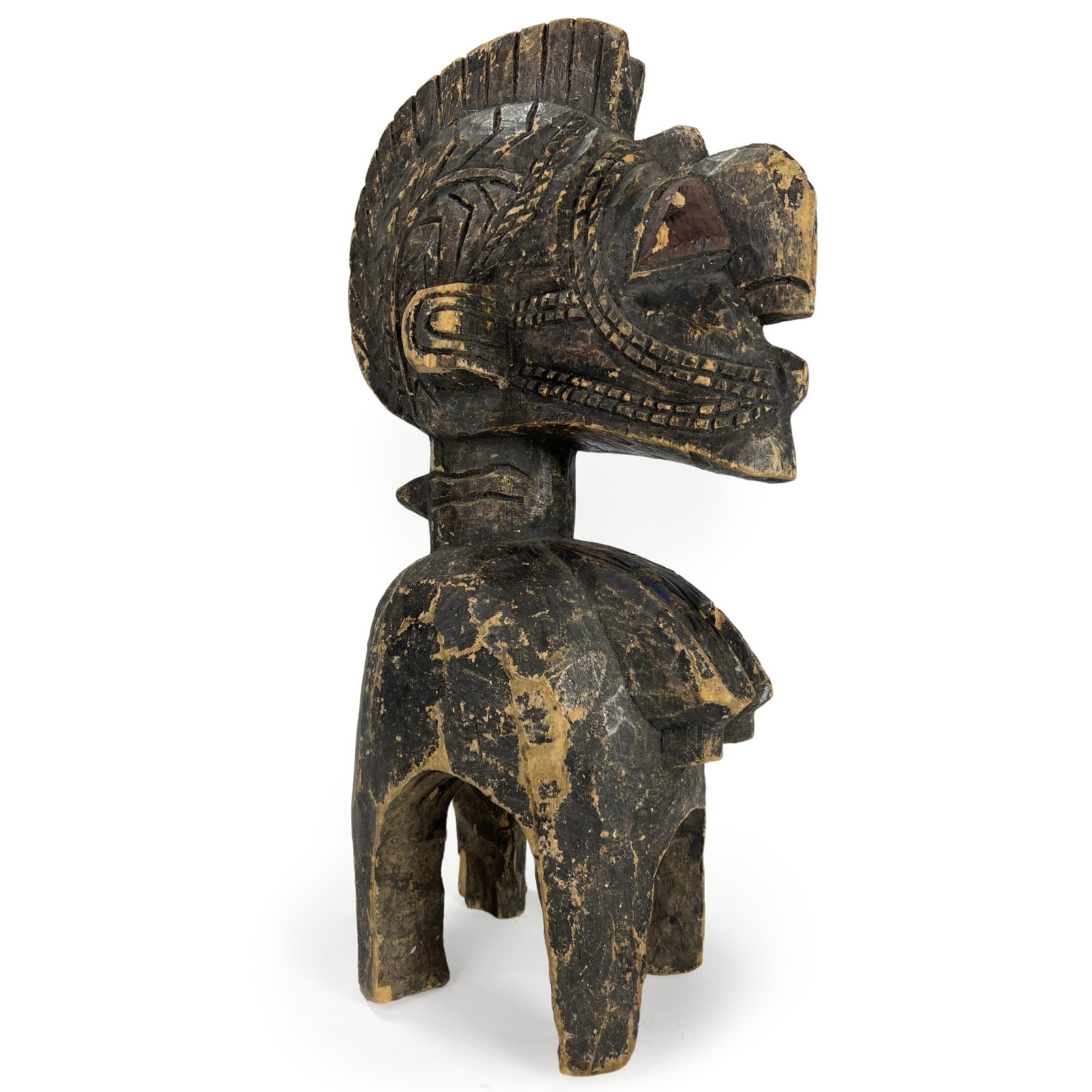 Nimba Female Fertility Figure Mask / Headdress, Guinea, Baga Tribe, carved wood and paint 21"H x 6: Nimba Female Fertility Figure Mask / Headdress, Guinea, Baga Tribe, carved wood and paint 21"H x 6 1/2"W x 11 1/2"D